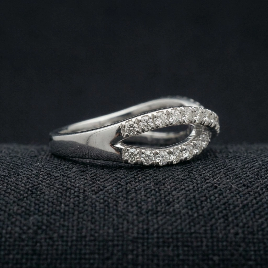 0.52 CT Round Diamond Crossover Ring | Modern Open Design | IGI Certified view 3