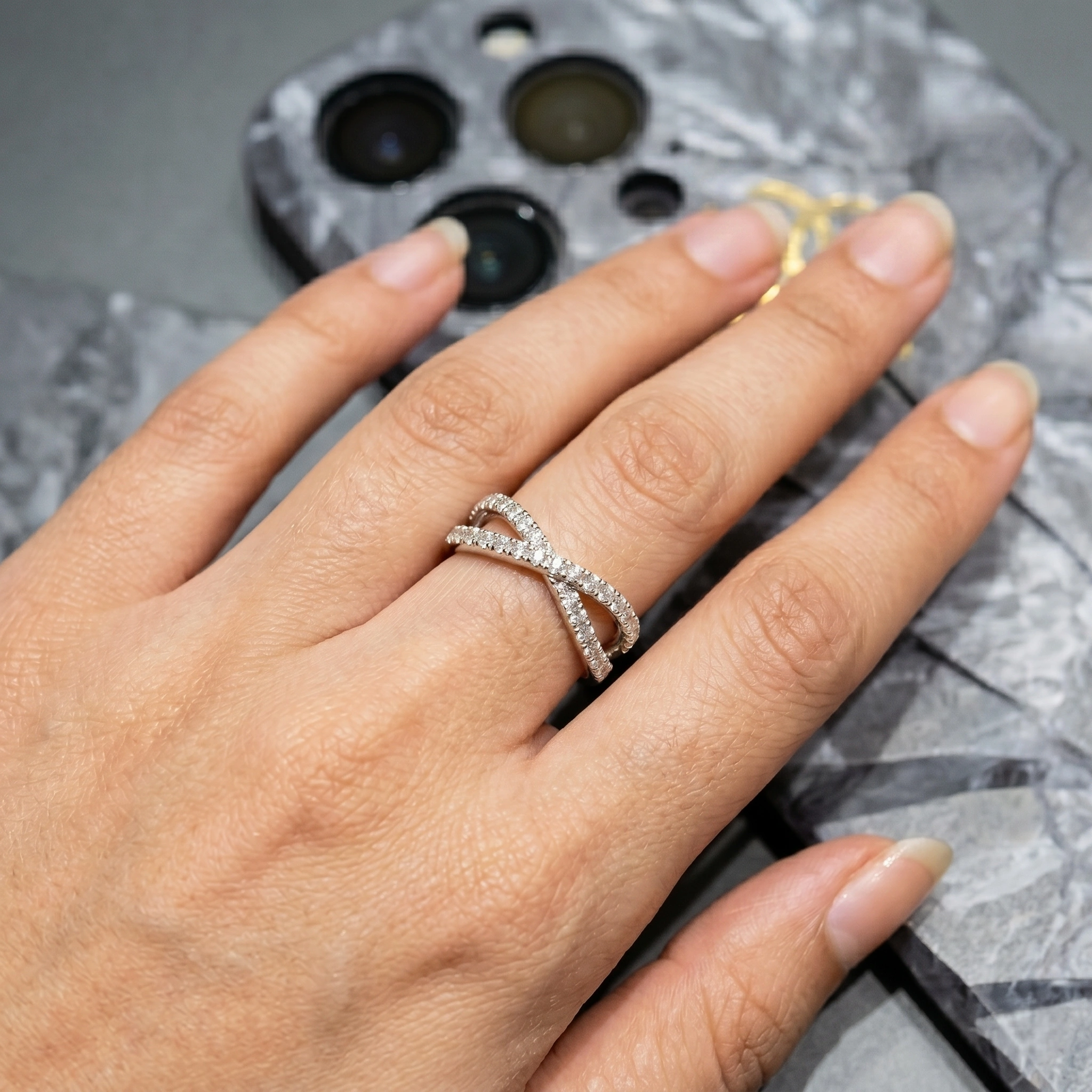 0.52 CT Round Diamond Crossover Ring | Modern Open Design | IGI Certified view 5