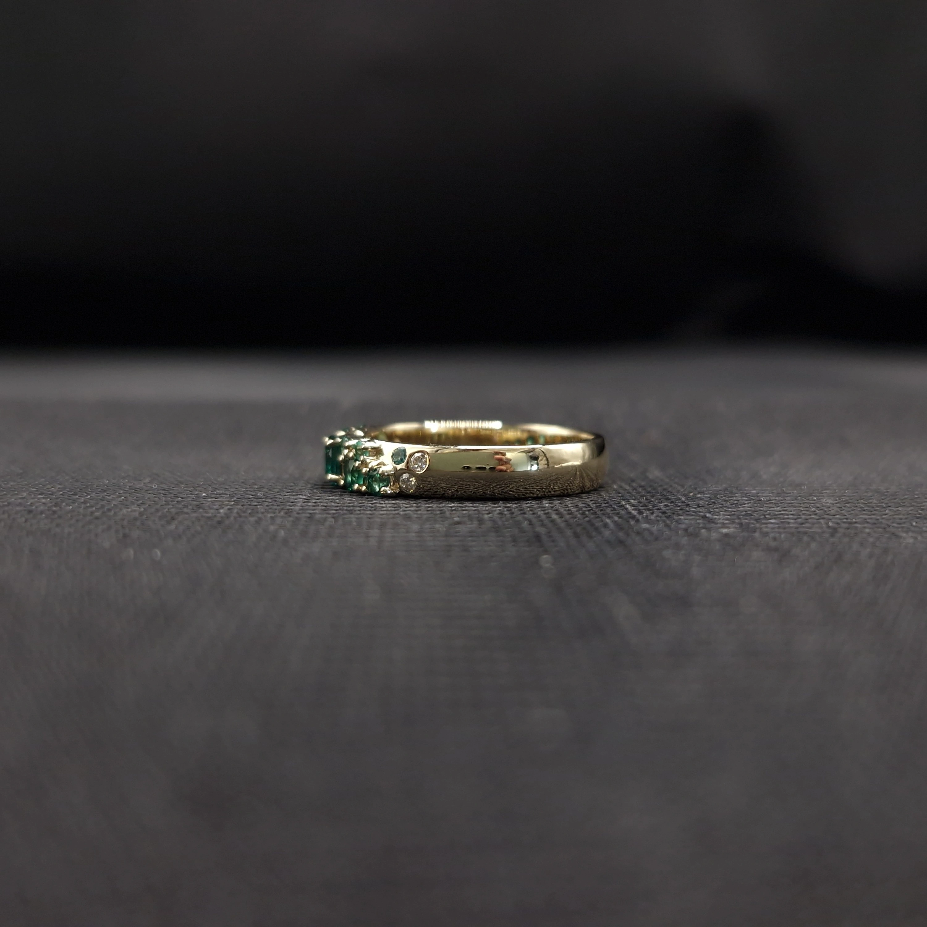 0.60 TCW Fancy Intense Green Diamond Statement RIng | Solid 9KT Yellow Gold  view 3