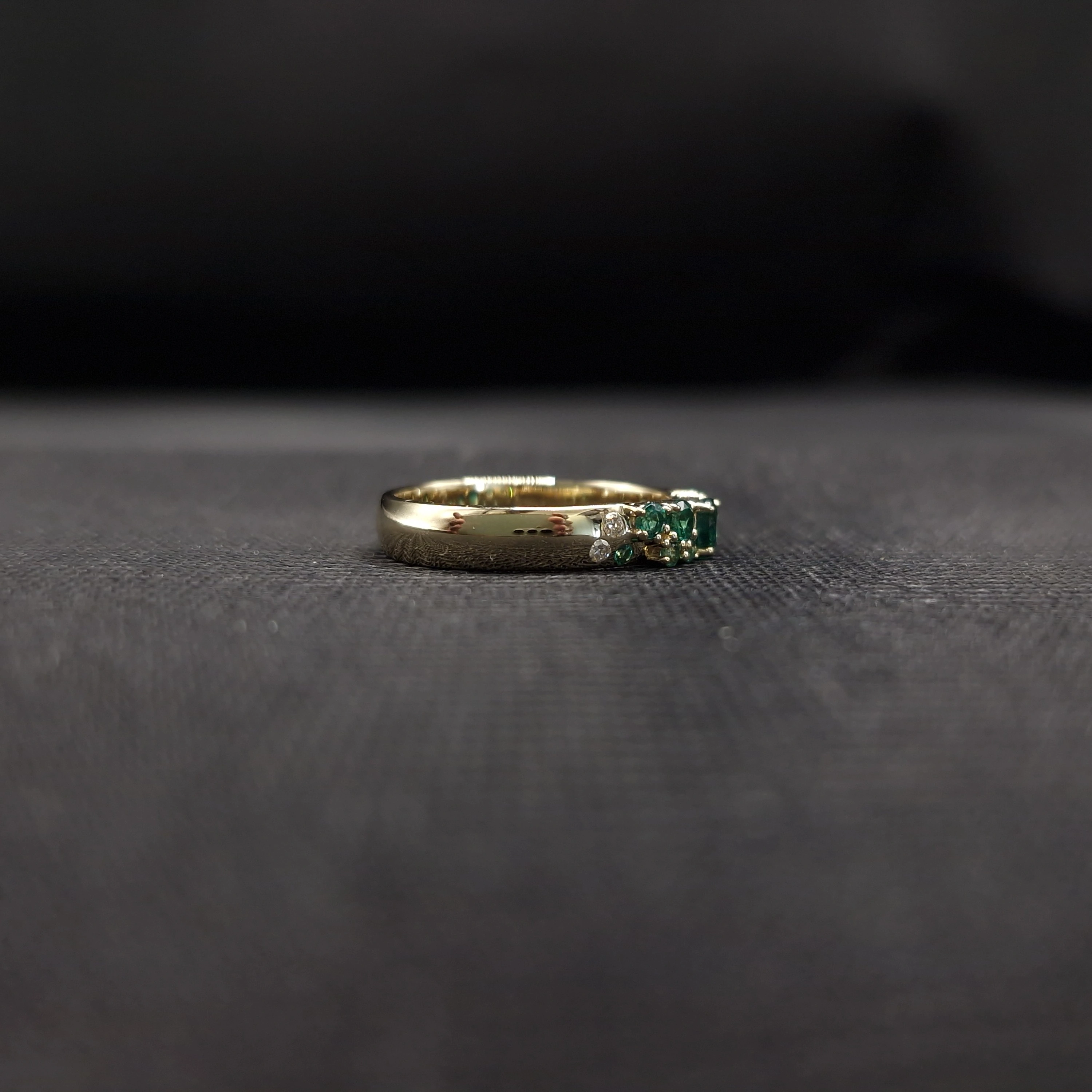 0.60 TCW Fancy Intense Green Diamond Statement RIng | Solid 9KT Yellow Gold  view 4