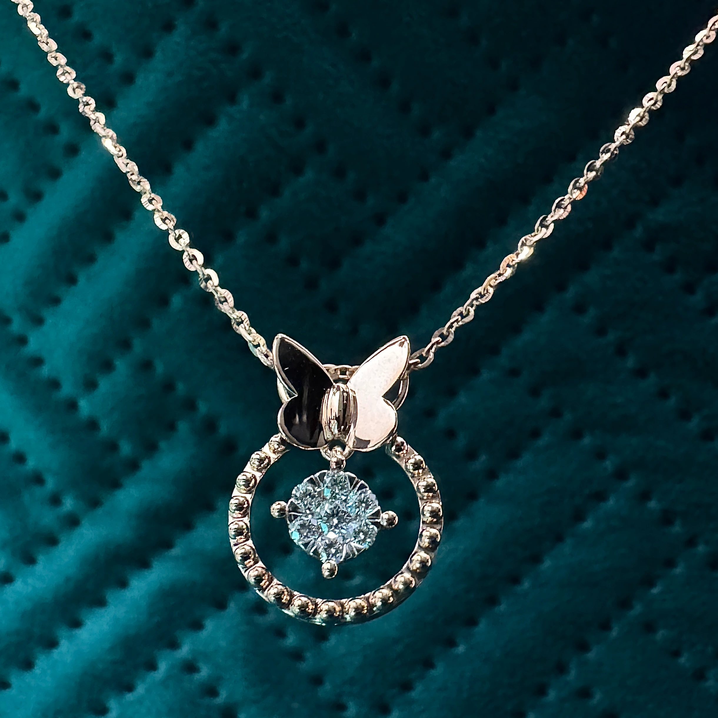 9 KT Rose Gold Round Lab-Grown/Natural Diamond Necklace | 3.29 g | 0.195 ct Diamond