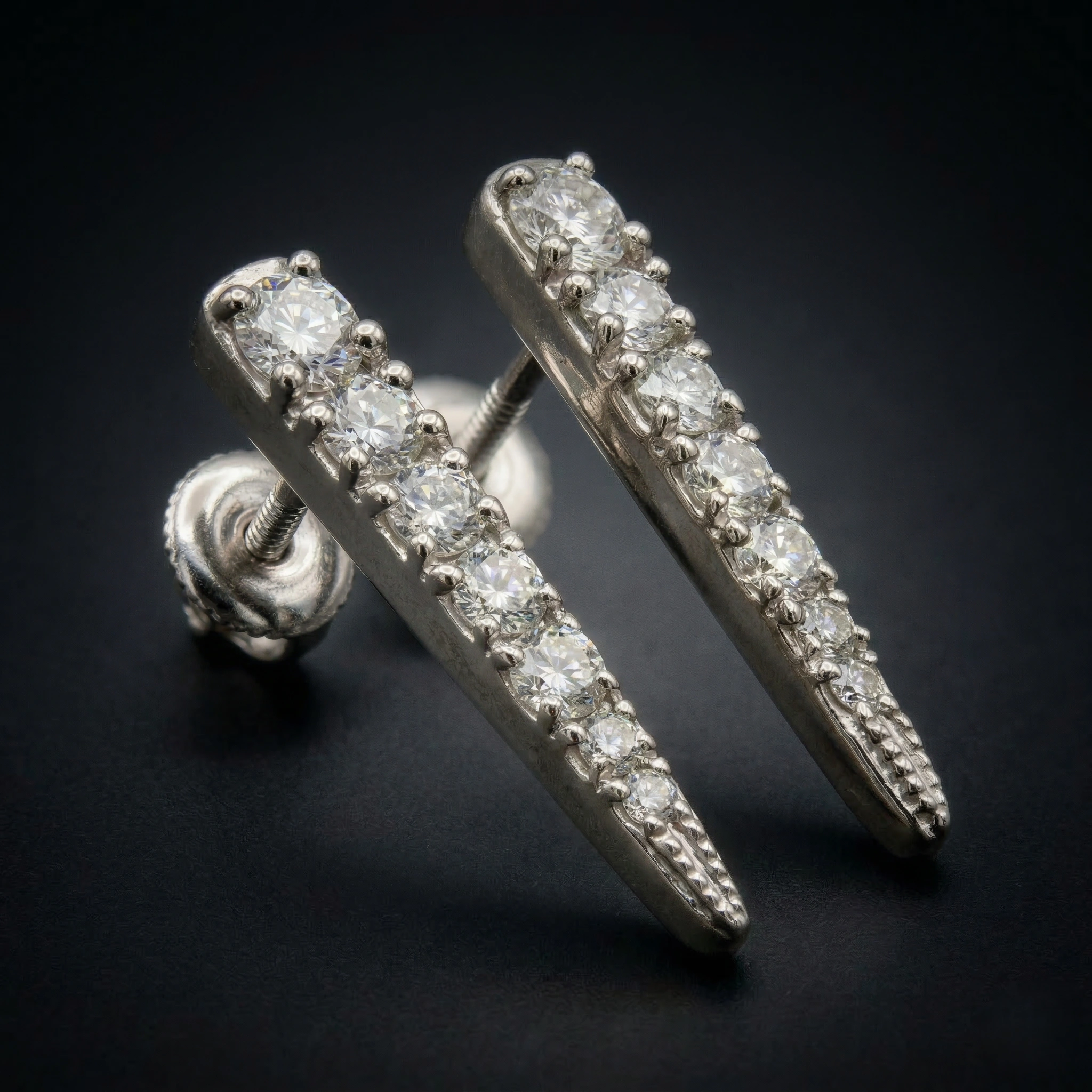 9K White Gold Lab Grown Diamonds Drop Earrings view 6
