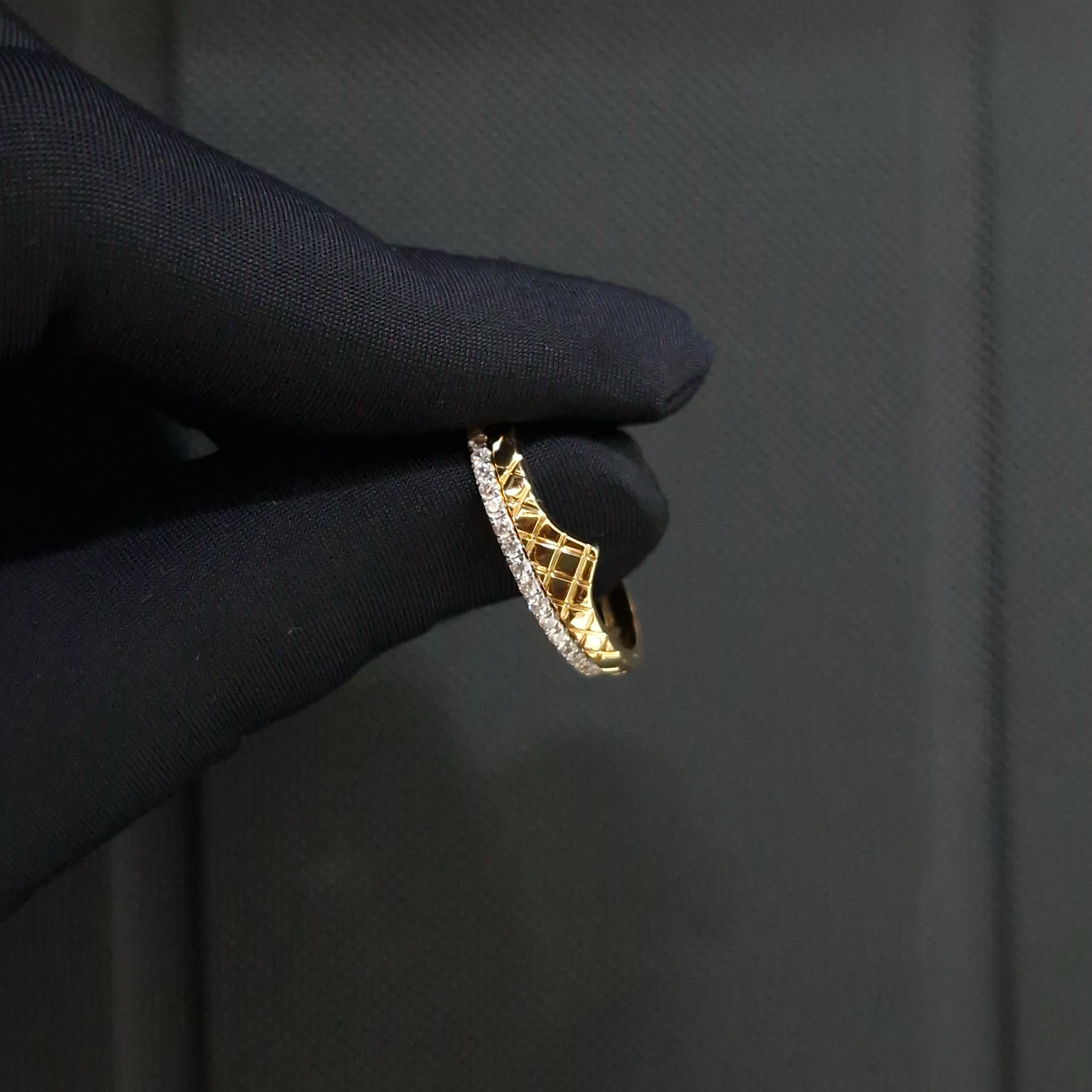 9K Yellow Gold Round Diamond Engagement & Wedding Ring view 3