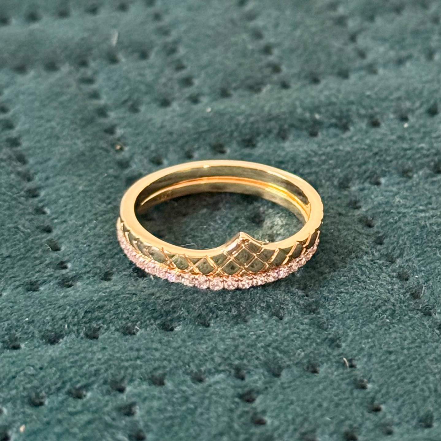 9K Yellow Gold Round Diamond Engagement & Wedding Ring view 7