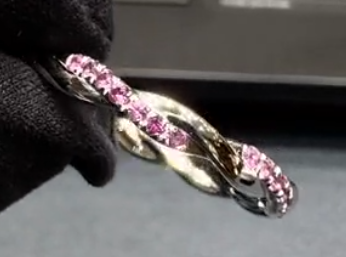 Elegant Twisted Pink Diamond Ring in 9K White Gold, Modern Diamond Band, Women's Wedding Ring, Fine Jewelry Gift view 5