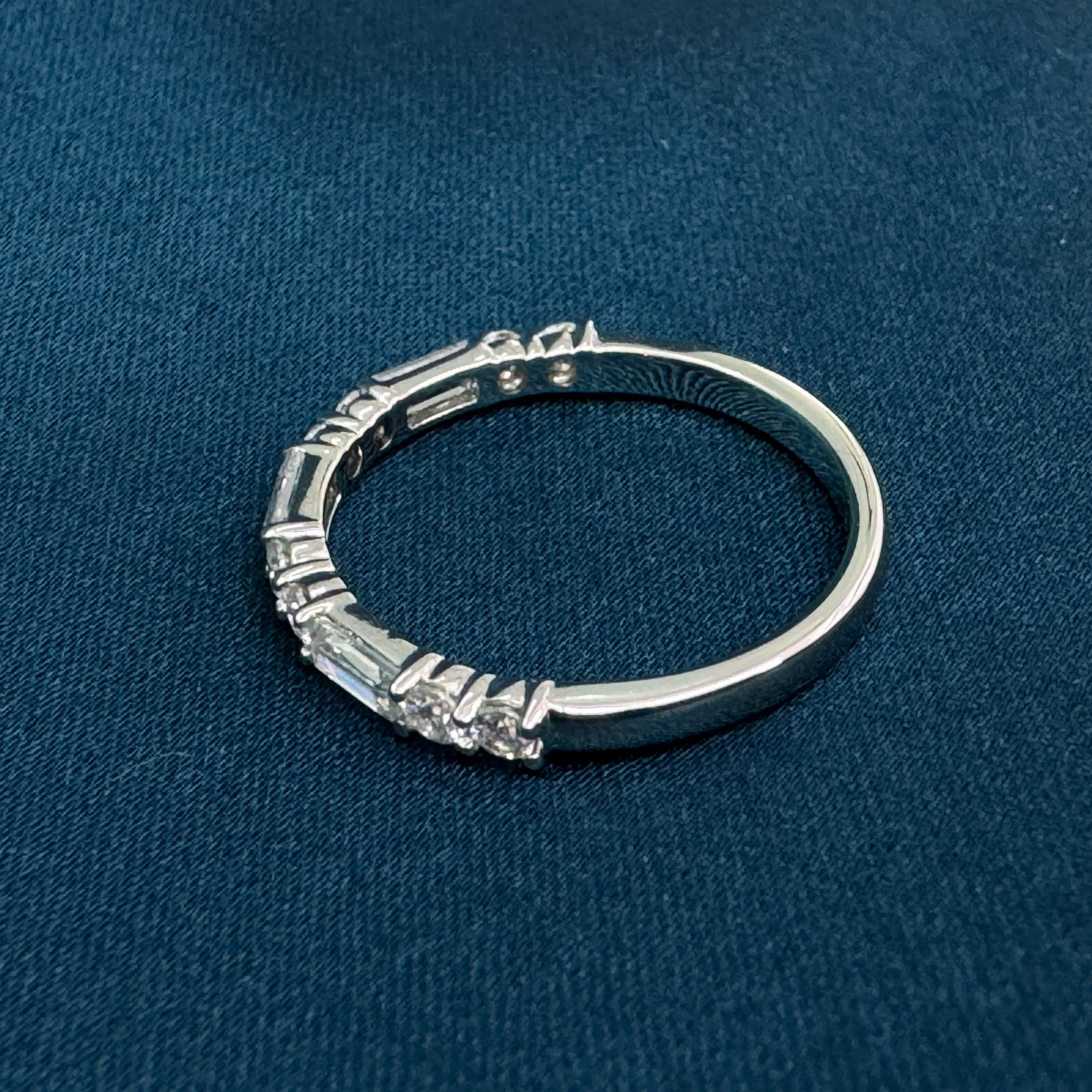 Luxury 0.62 CT Round & Baguette Diamond Ring in 9k White Gold for Women view 9