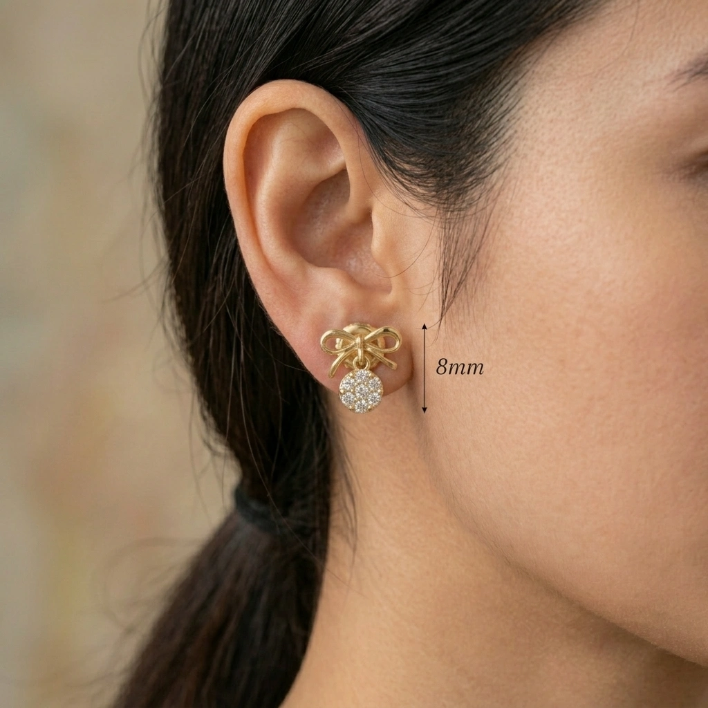 0.14 TCW Diamond Designer Stud Earrings | 18KT Yellow Gold | 1.73 Grams | IGI Certified view 4