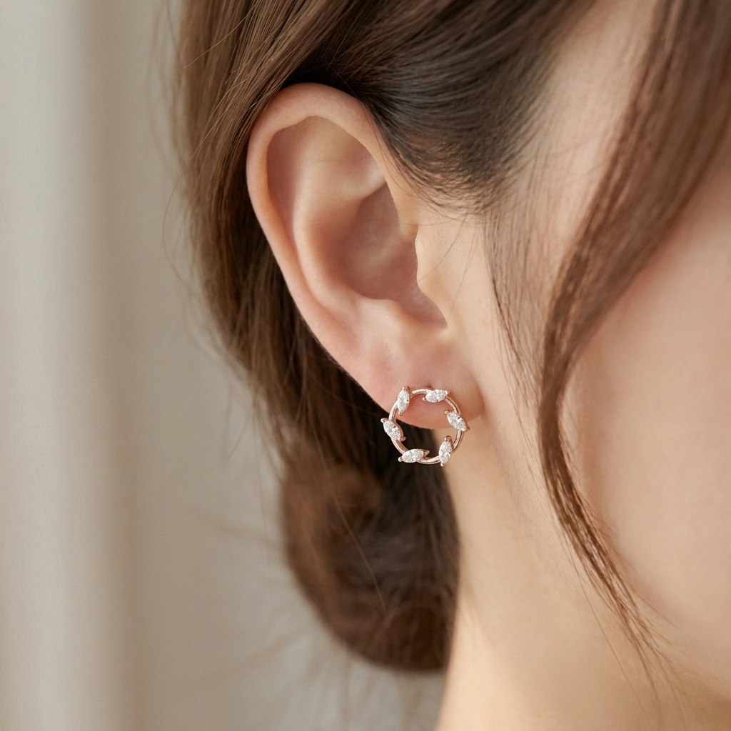 0.38 TCW Marquise Cut Diamond Stud Earrings | Solid 18KT Rose Gold | Handcrafted Minimalist Luxury view 4