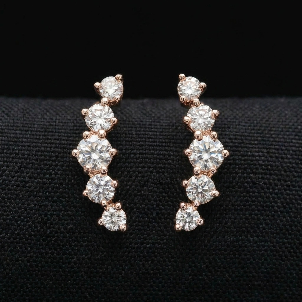 0.61 TCW Round Brilliant Diamond Stud Earrings | Solid 18KT Rose Gold | Handcrafted Luxury