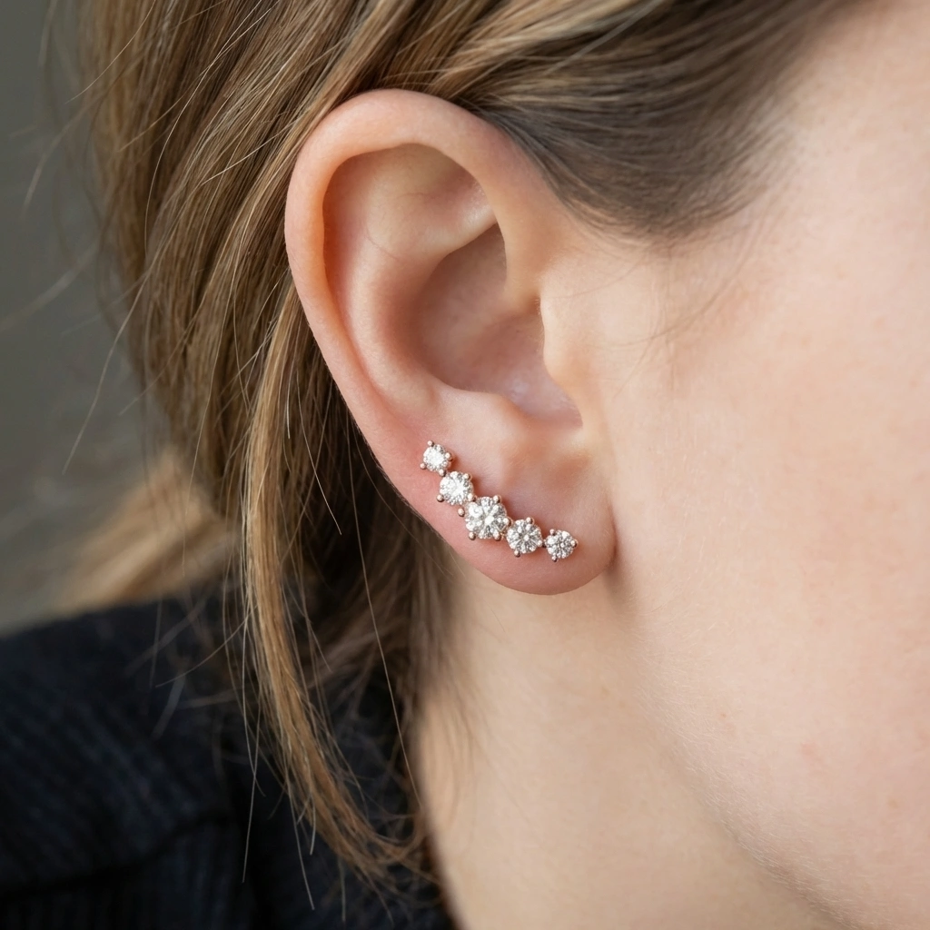 0.61 TCW Round Brilliant Diamond Stud Earrings | Solid 18KT Rose Gold | Handcrafted Luxury view 4