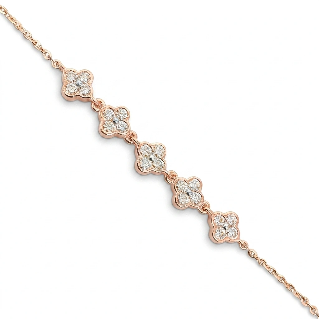 0.66 CT Round Diamond Bracelet in 18KT Rose Gold view 4