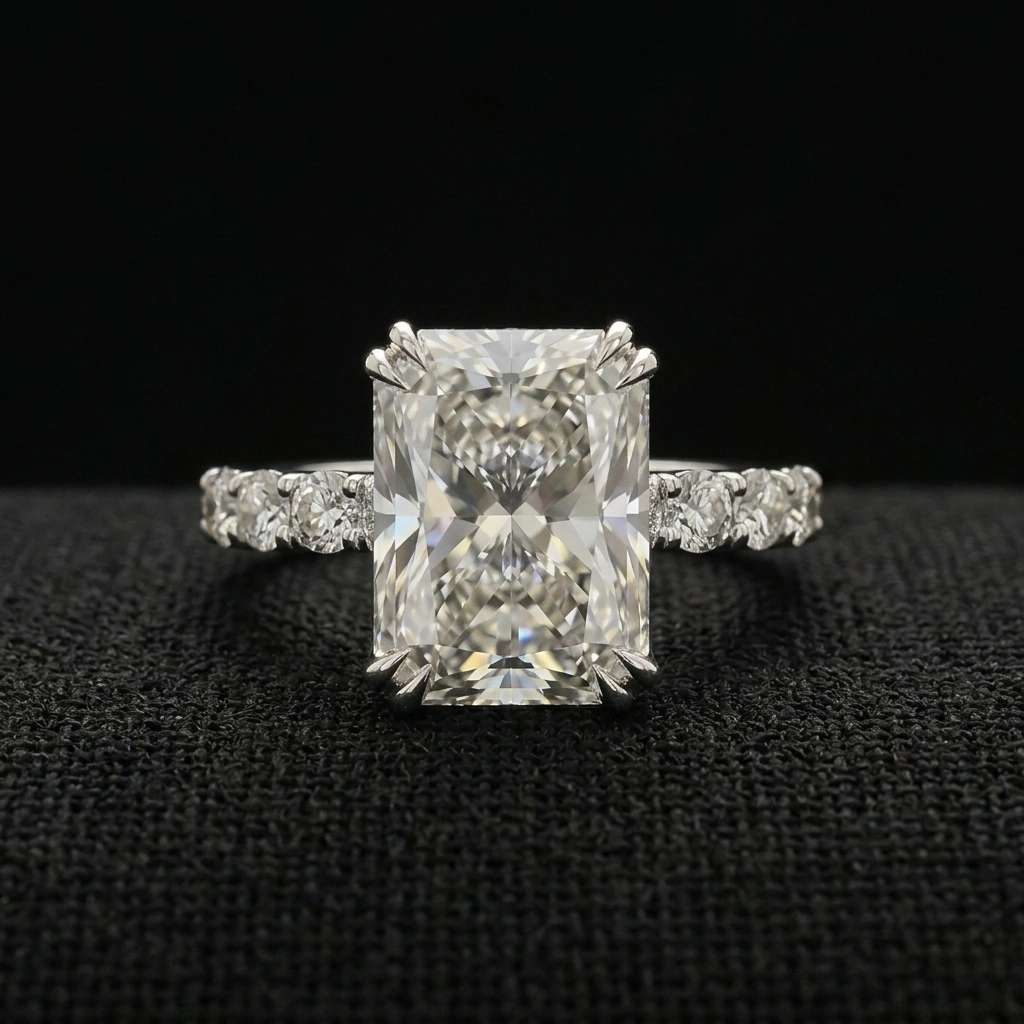 10.10 TCW Radiant Cut Diamond Masterpiece Ring | 9.00 CT IGI Certified | Solid Platinum 950