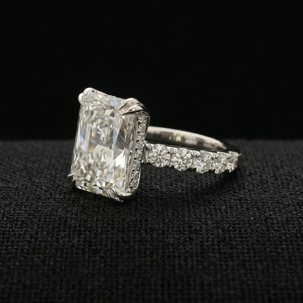 10.10 TCW Radiant Cut Diamond Masterpiece Ring | 9.00 CT IGI Certified | Solid Platinum 950 view 4