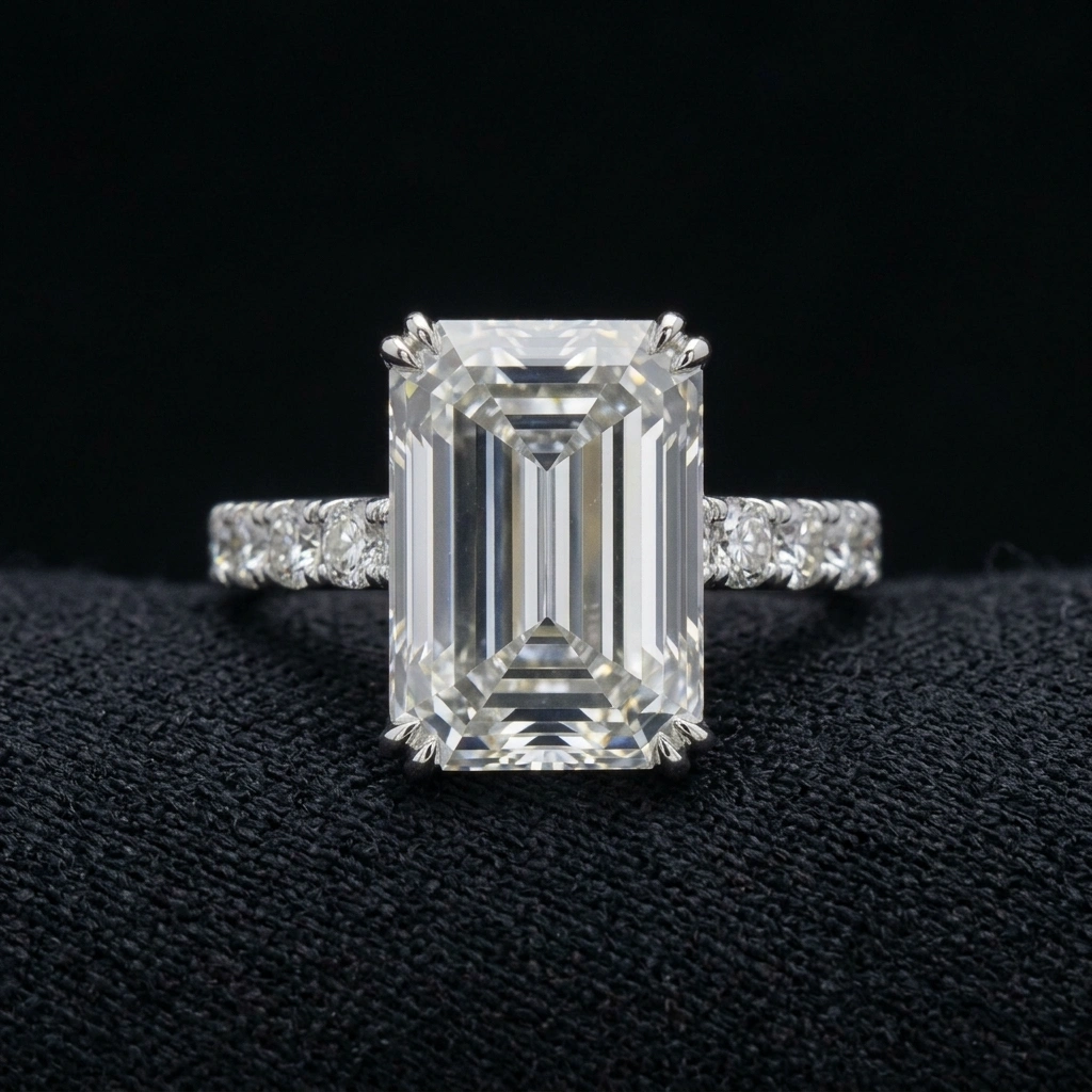 10.30 TCW Emerald Cut Diamond Masterpiece Ring | 8.50 CT IGI Certified | Solid Platinum 950 | 13.2 Grams