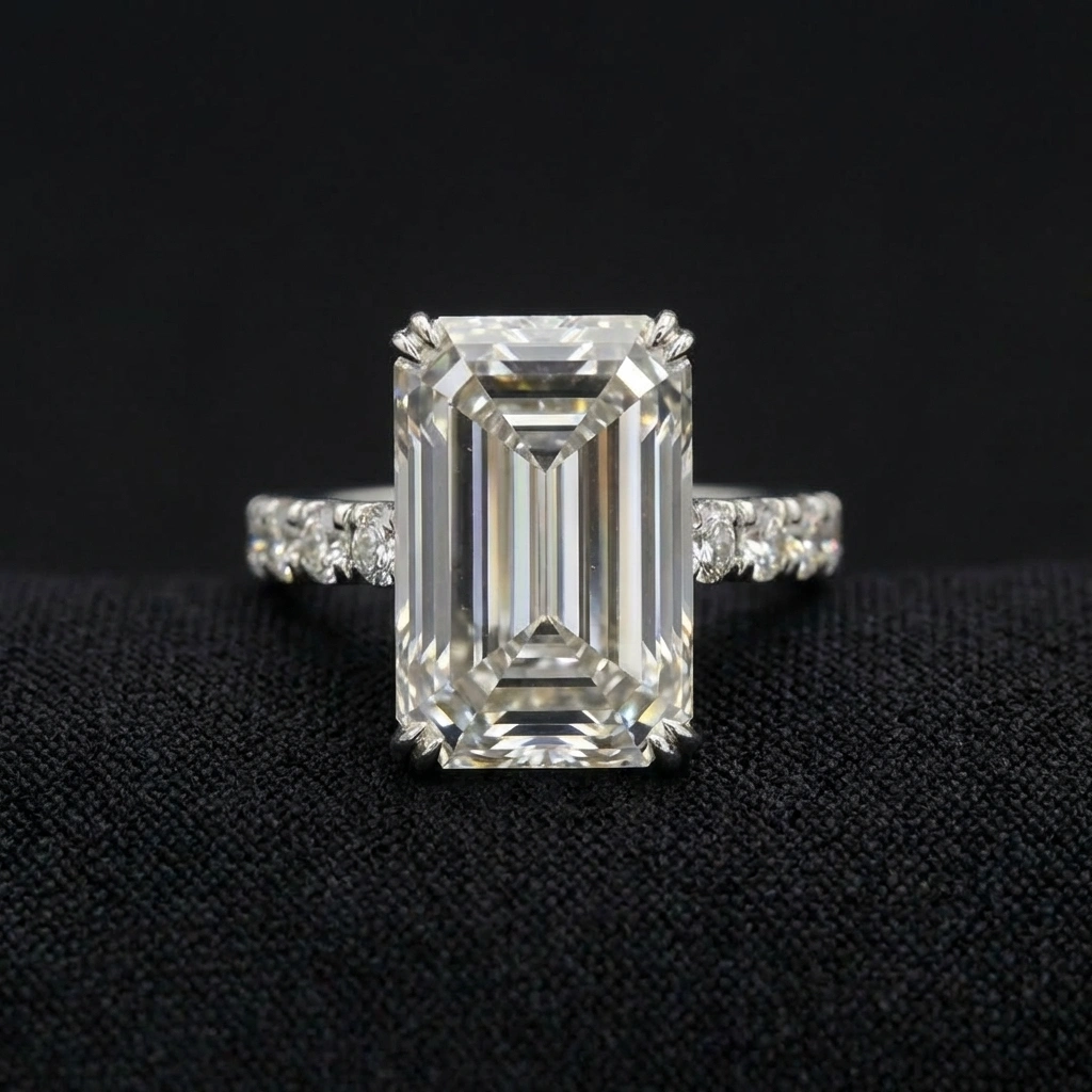10.37 TCW Emerald Cut Diamond Masterpiece Ring | 10 CT IGI Certified | 18K White Gold