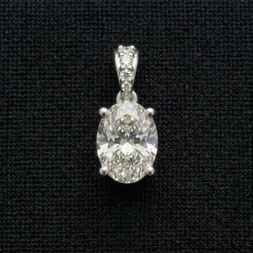 1.04 TCW Oval Cut Diamond Solitaire Pendant | 1.00 CT IGI Certified | Solid PT950 Platinum