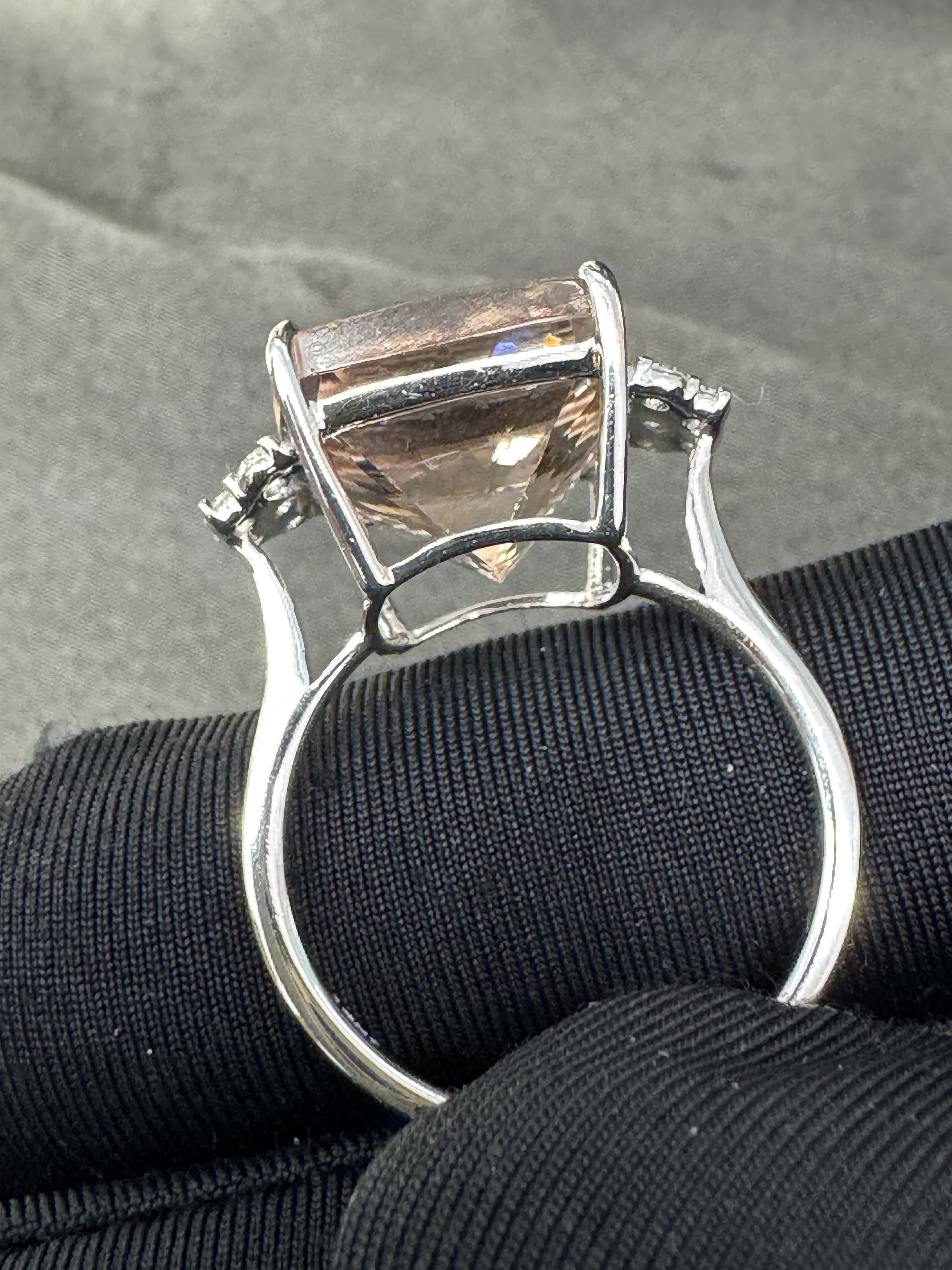 10.47 CT Natural Diamond Cushion & Round Diamond Ring in 14KT White Gold view 5