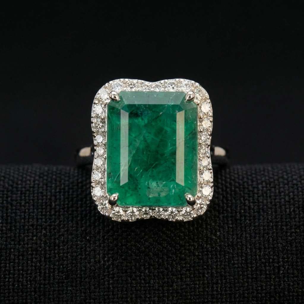 10.50 CT Emerald Cut Natural Solitaire Ring in PT950 Platinum