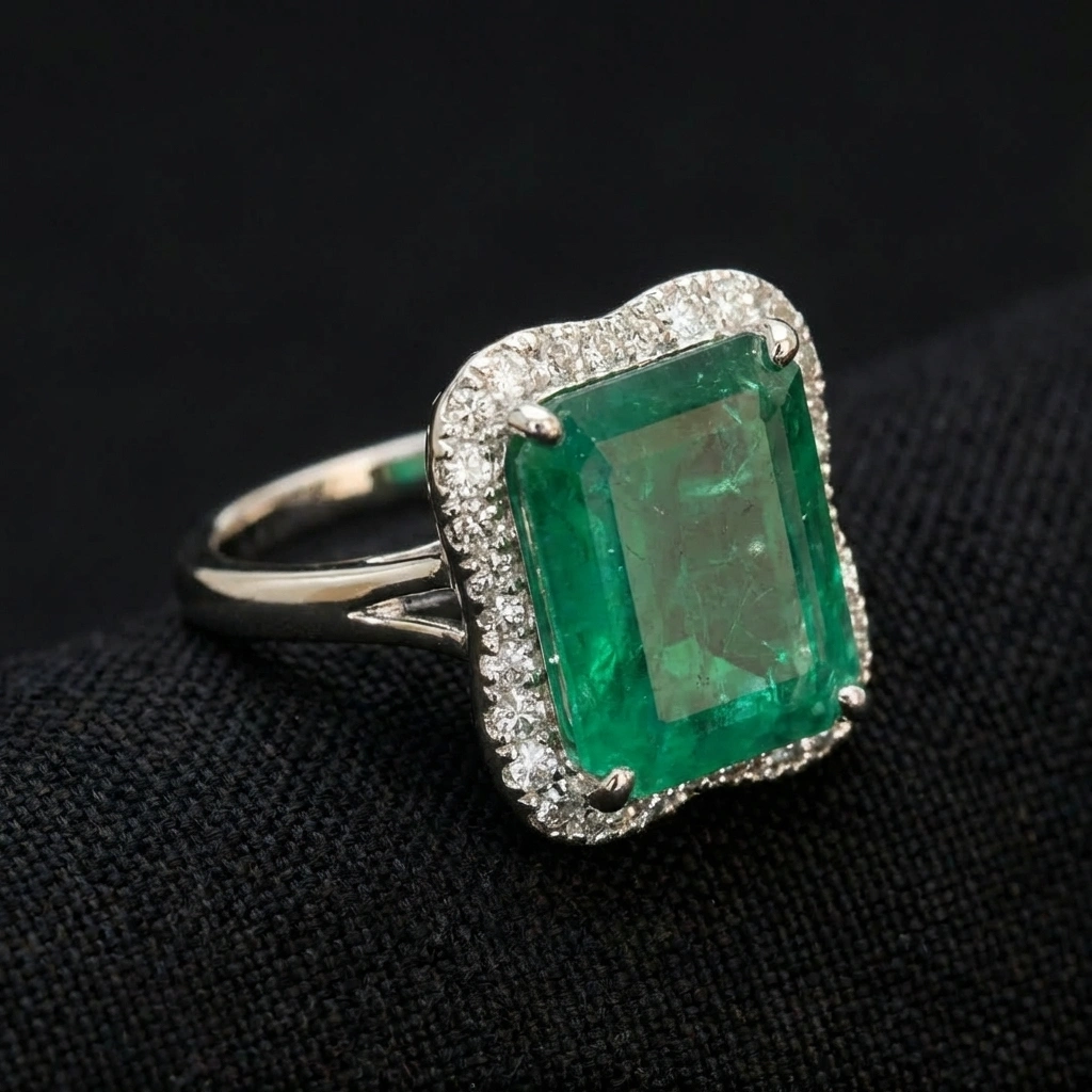 10.50 CT Emerald Cut Natural Solitaire Ring in PT950 Platinum view 3