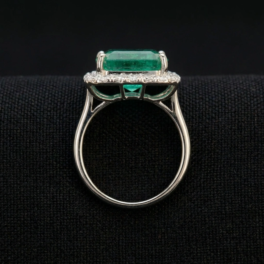 10.50 CT Emerald Cut Natural Solitaire Ring in PT950 Platinum view 4