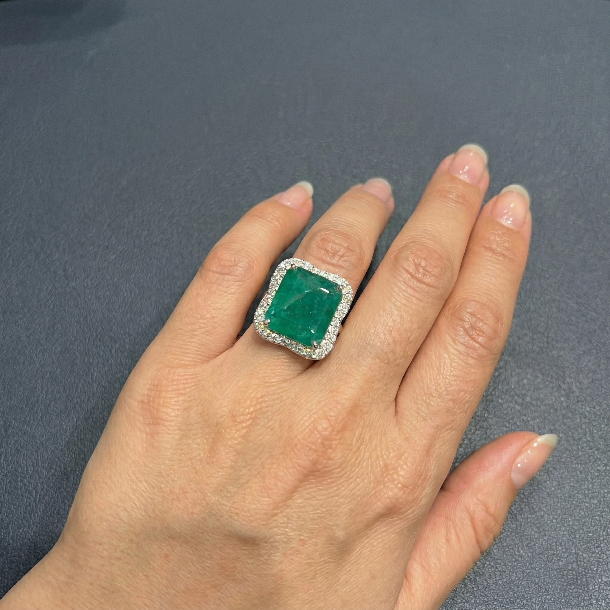 10.50 CT Emerald Cut Natural Solitaire Ring in PT950 Platinum view 5