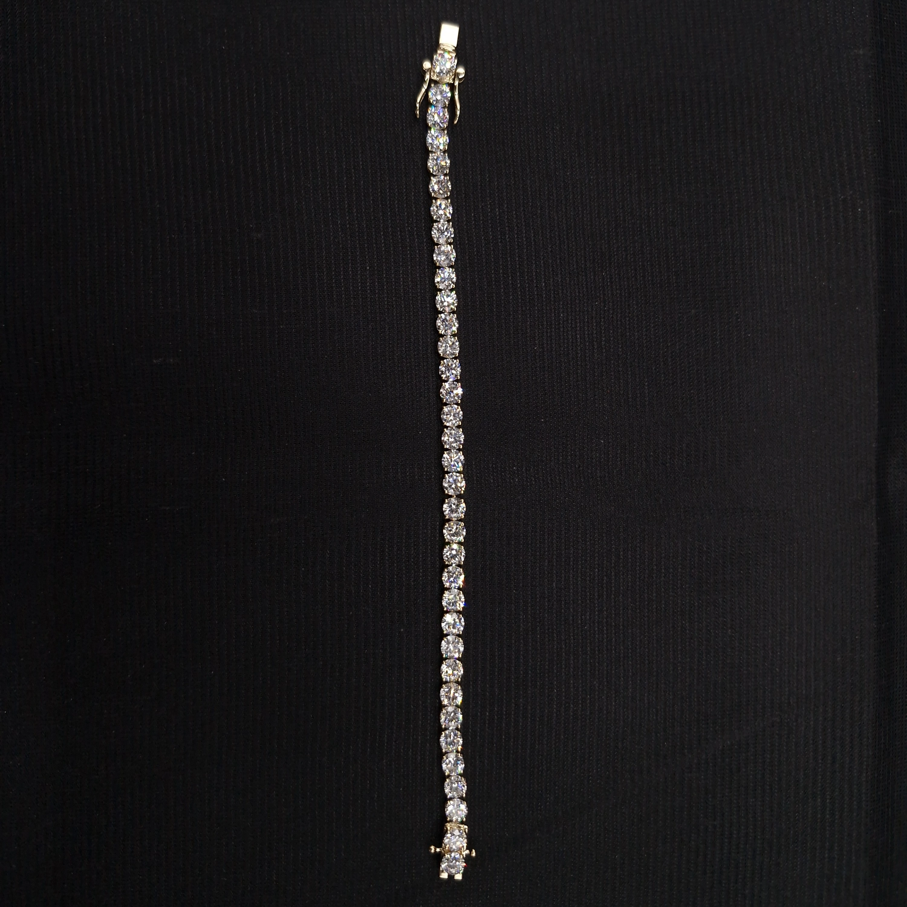 11.30 CT Round Diamond Tennis Bracelet in 14K Yellow Gold view 3