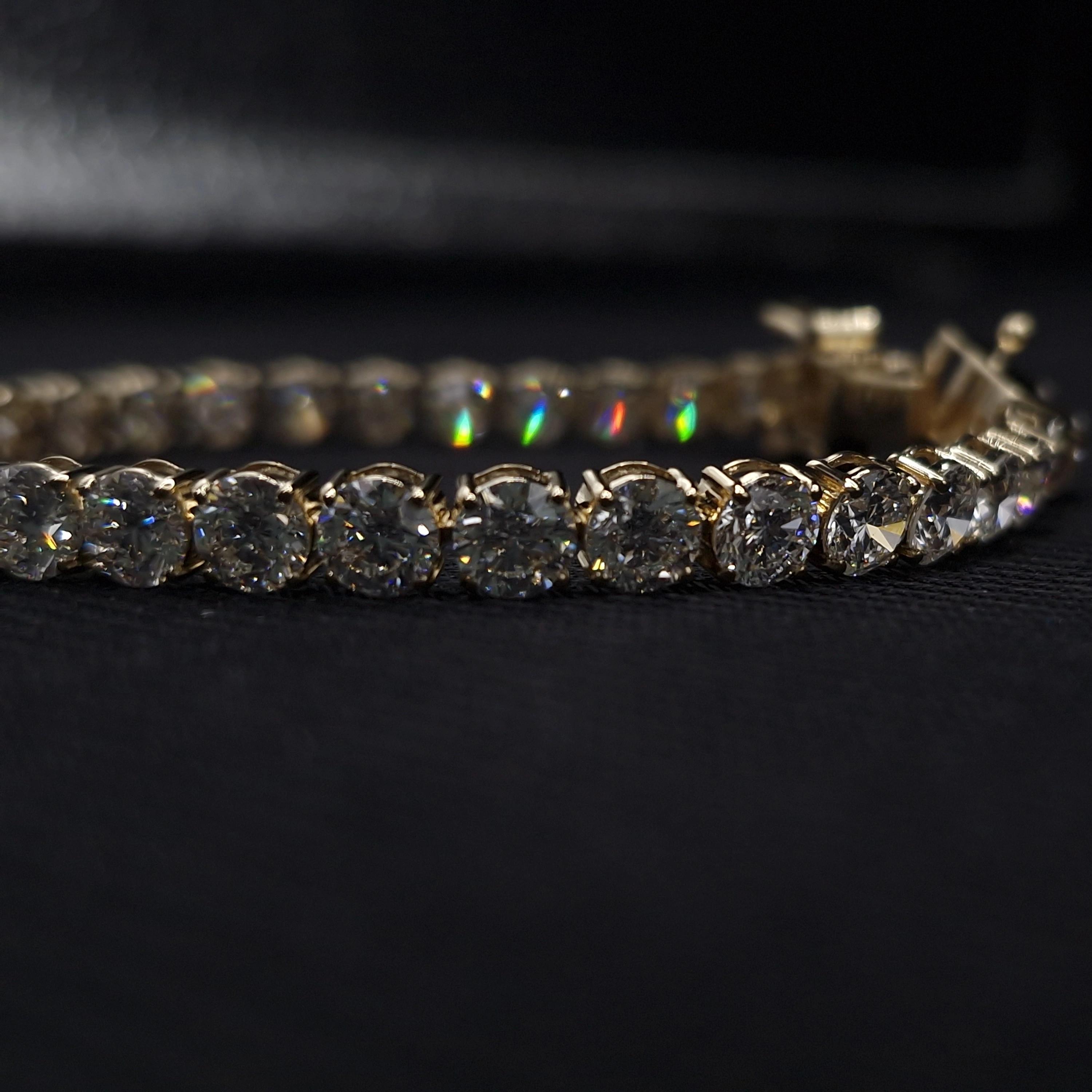 11.30 CT Round Diamond Tennis Bracelet in 14K Yellow Gold view 2