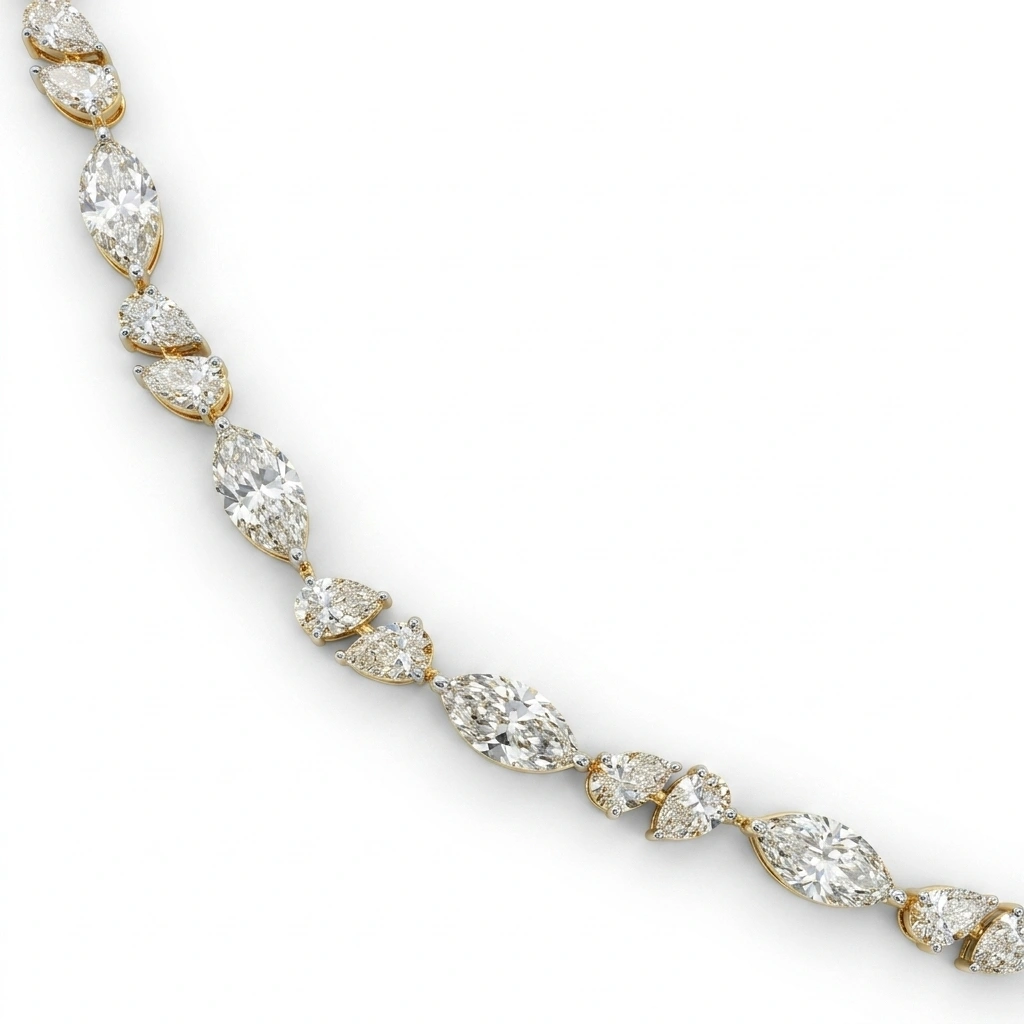 11.57 CT Pear & Marquise Diamond Bracelet in 14KT Yellow Gold view 4