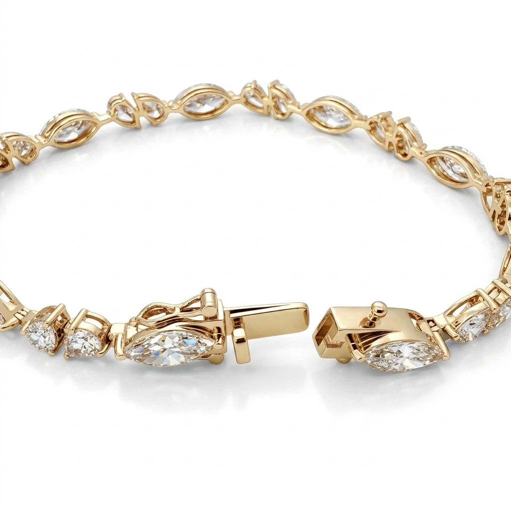 11.57 CT Pear & Marquise Diamond Bracelet in 14KT Yellow Gold view 5