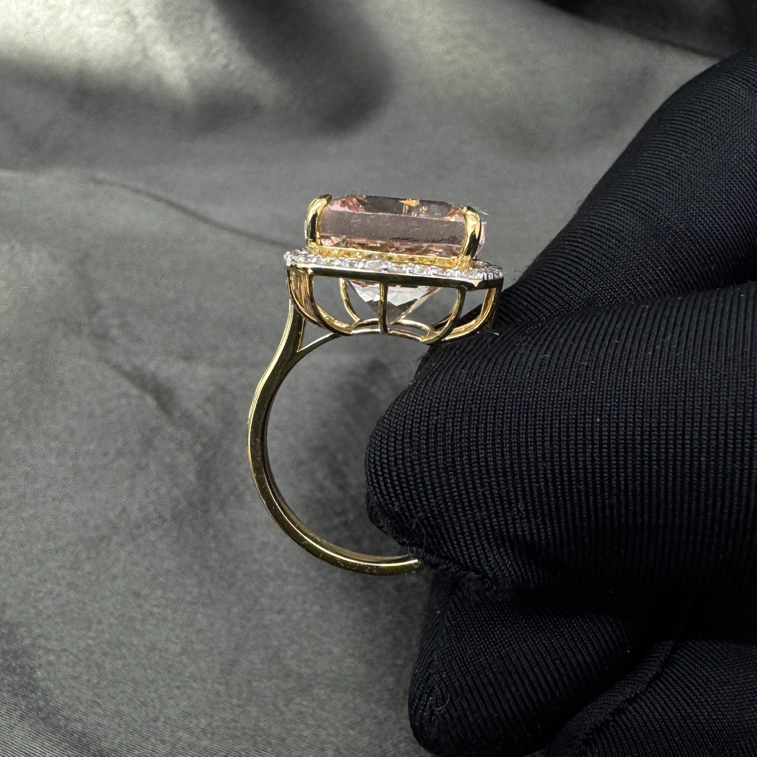 11.71 CT Natural Diamond Cushion & Round Diamond Engagement Ring in 14KT Yellow Gold (4.5g) view 4