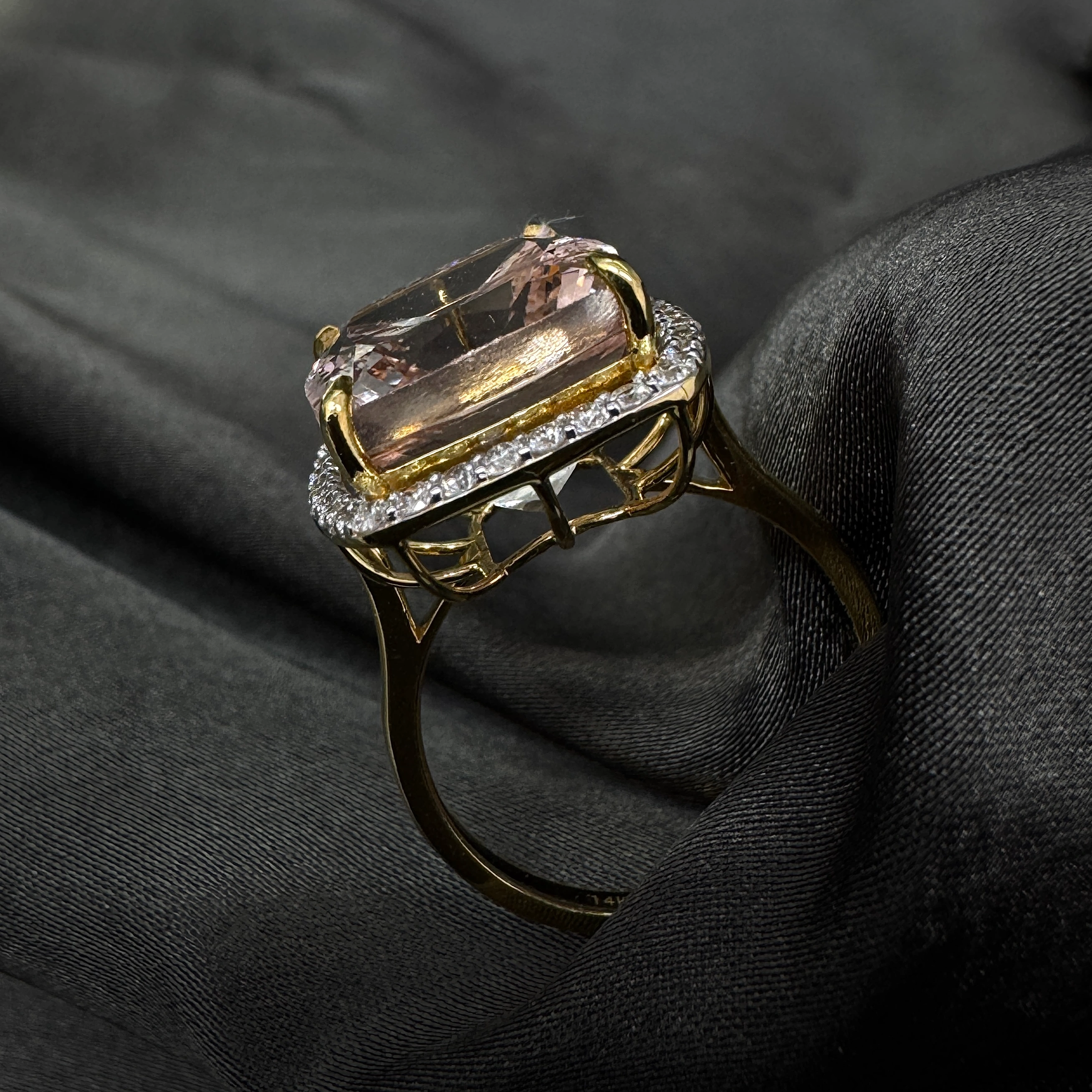 11.71 CT Natural Diamond Cushion & Round Diamond Engagement Ring in 14KT Yellow Gold (4.5g) view 6