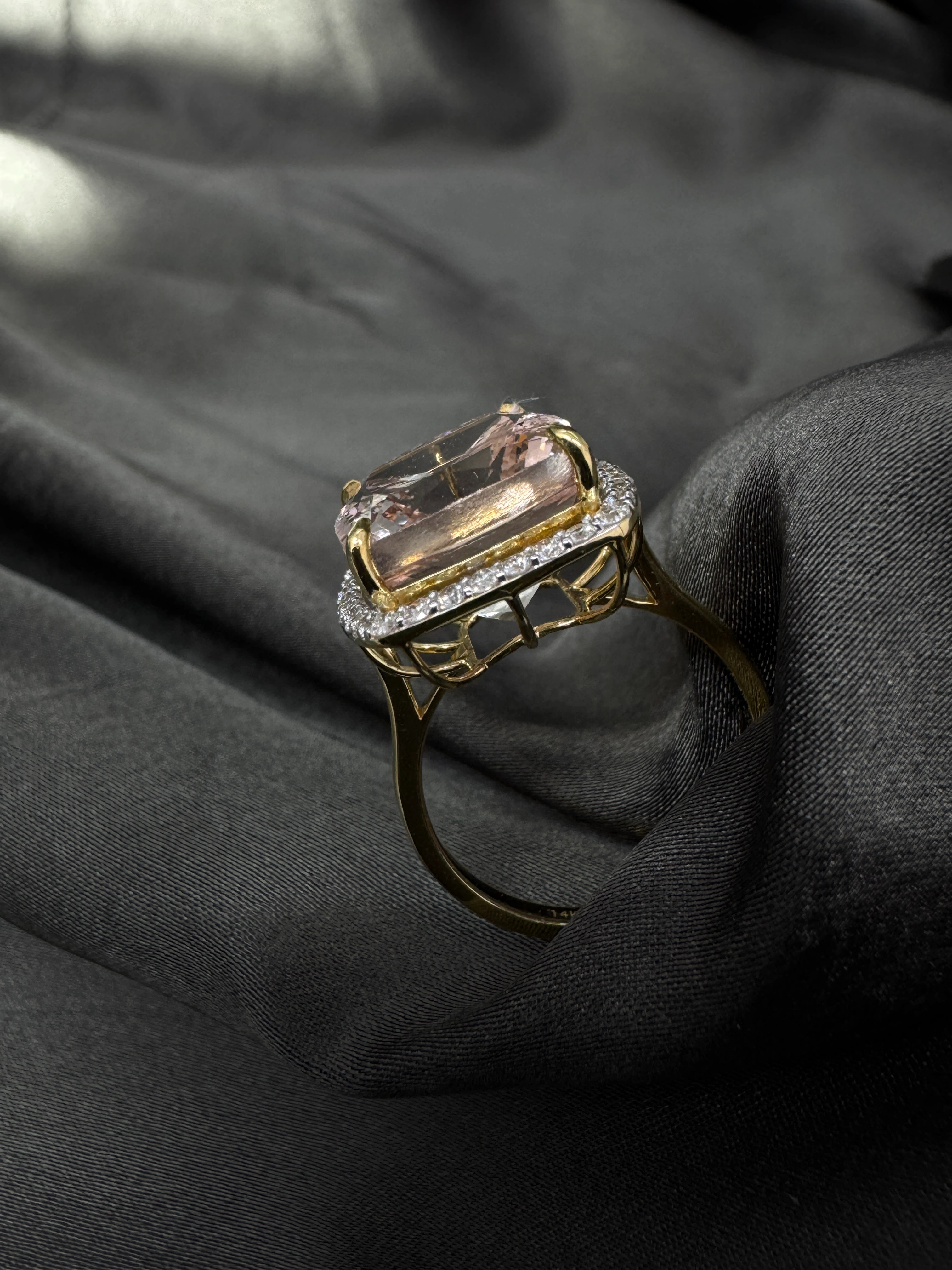 11.71 CT Natural Diamond Cushion & Round Diamond Engagement Ring in 14KT Yellow Gold (4.5g) view 7