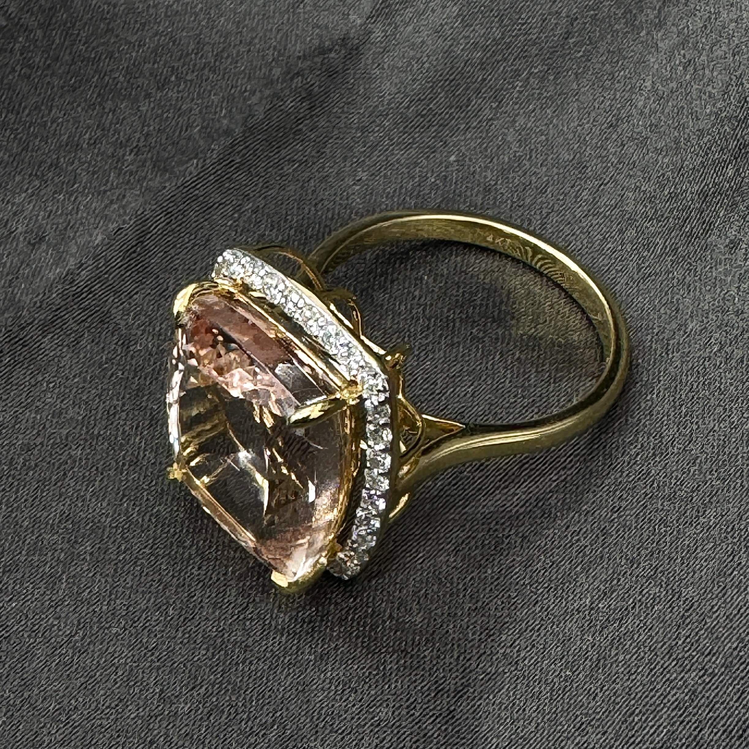 11.71 CT Natural Diamond Cushion & Round Diamond Engagement Ring in 14KT Yellow Gold (4.5g)