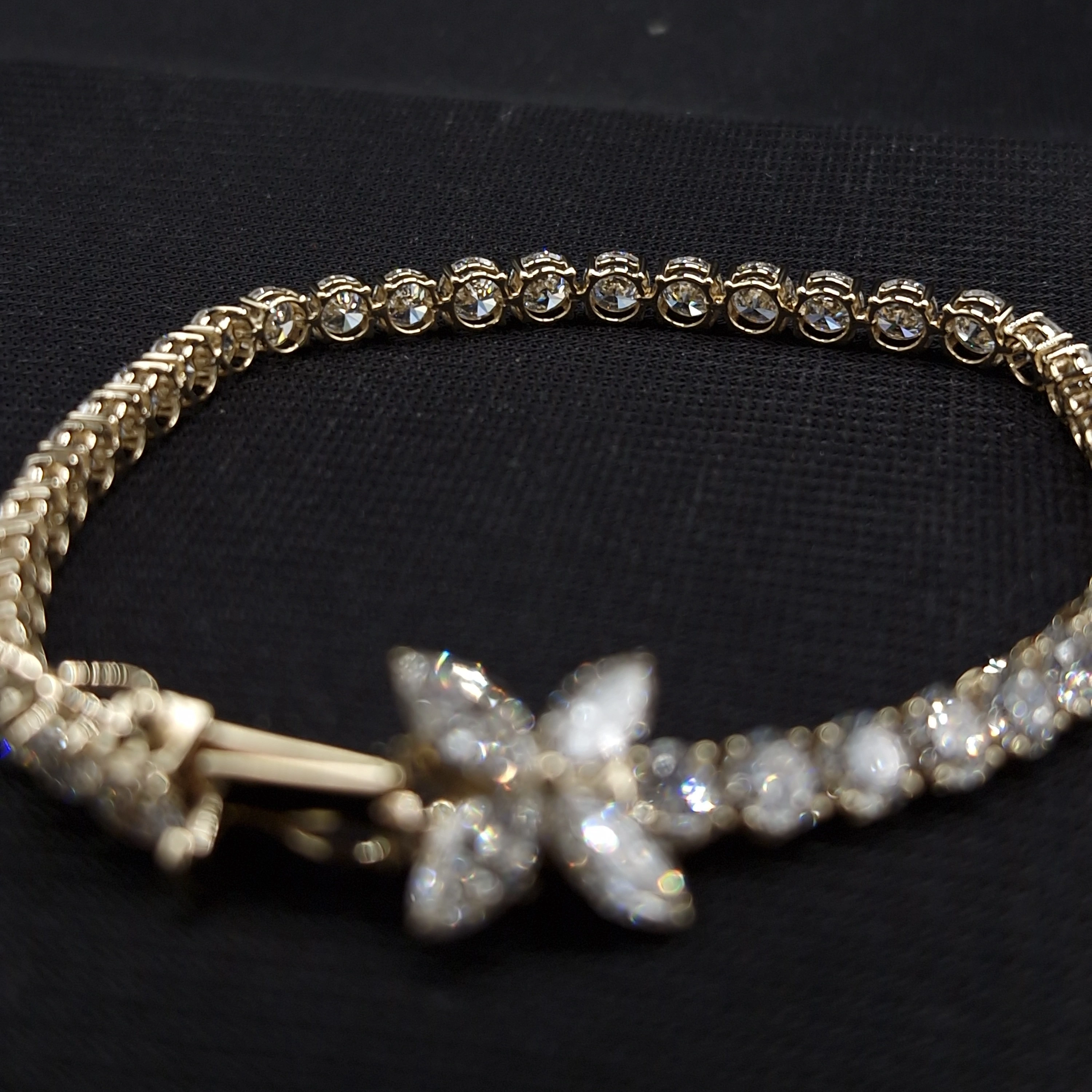 12.78 TCW Marquise and Round Diamond Statement Bracelet | 7 Inch | Solid 14KT Yellow Gold view 4