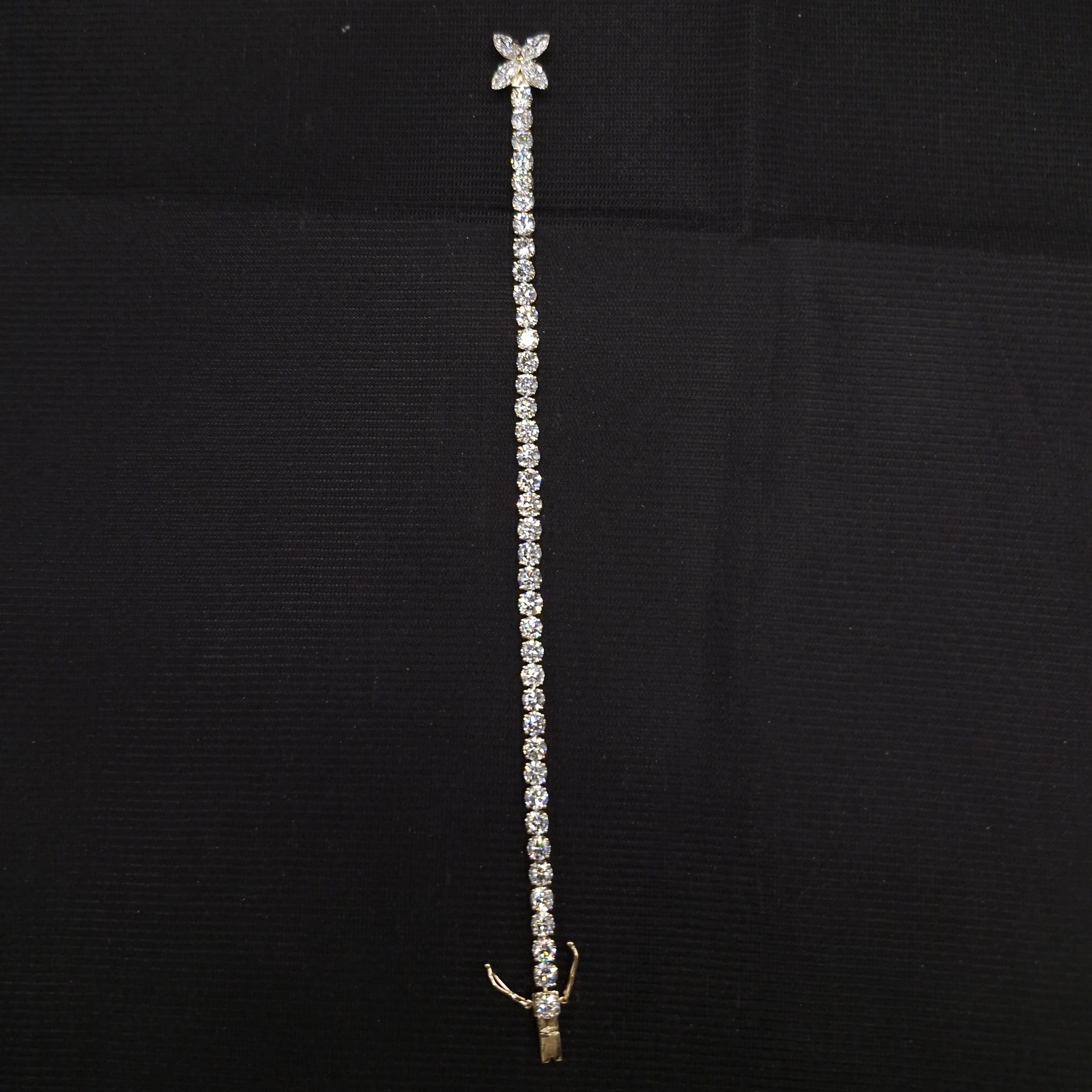 12.78 TCW Marquise and Round Diamond Statement Bracelet | 7 Inch | Solid 14KT Yellow Gold view 5