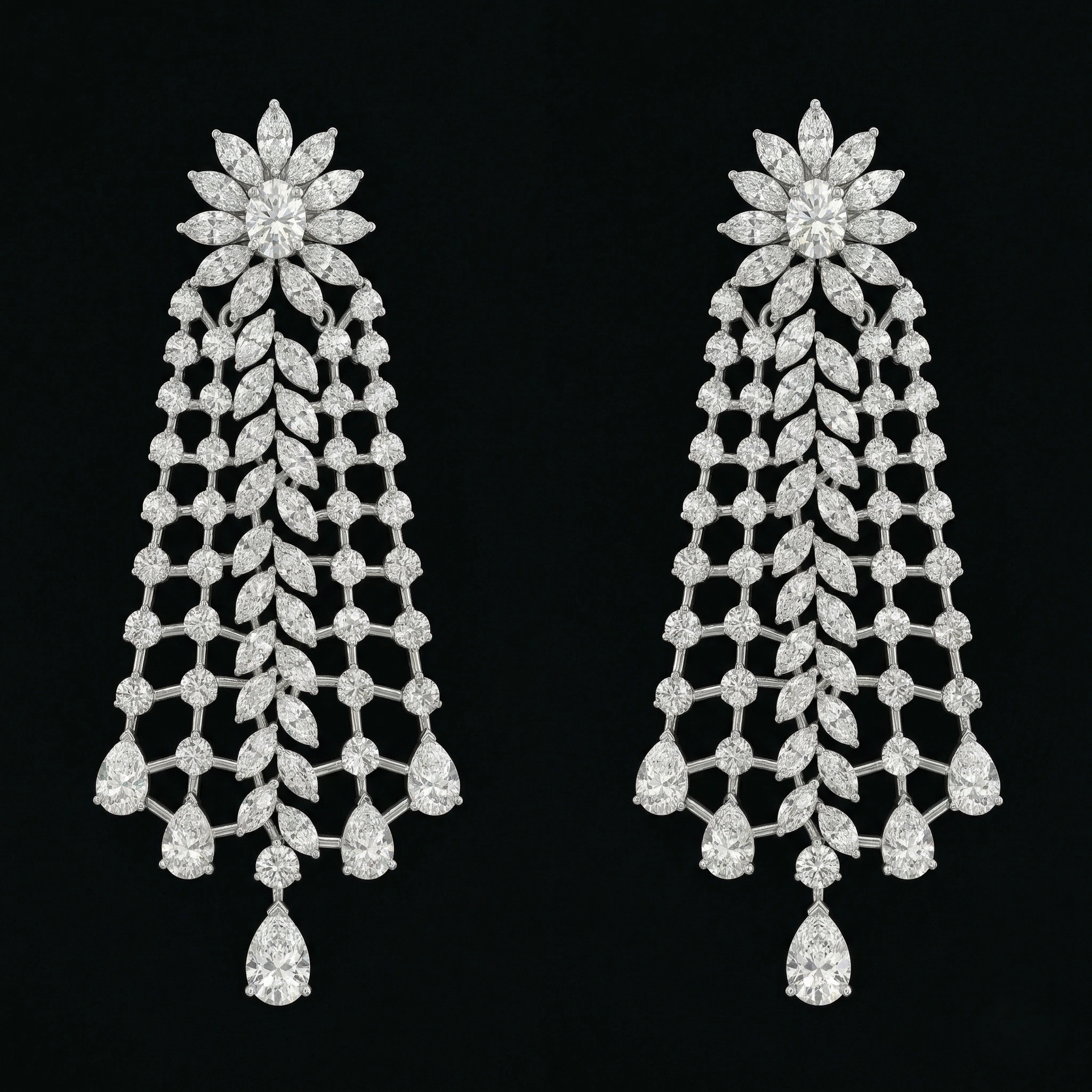 13 CT Diamond Cascade Chandelier Earrings | Platinum 950