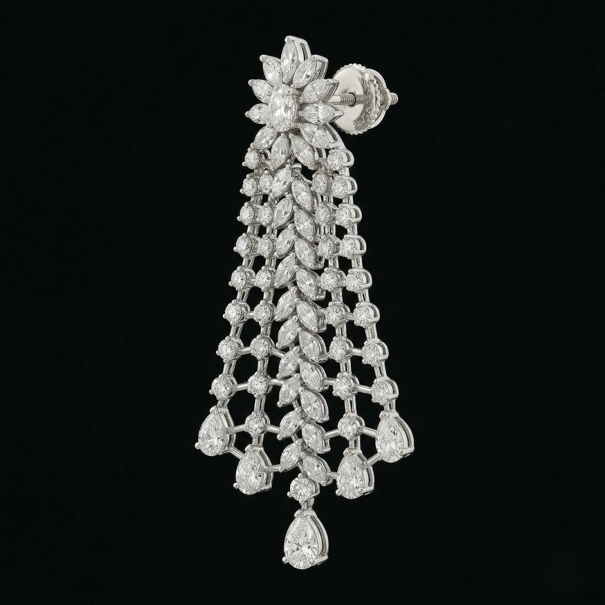 13 CT Diamond Cascade Chandelier Earrings | Platinum 950 view 3