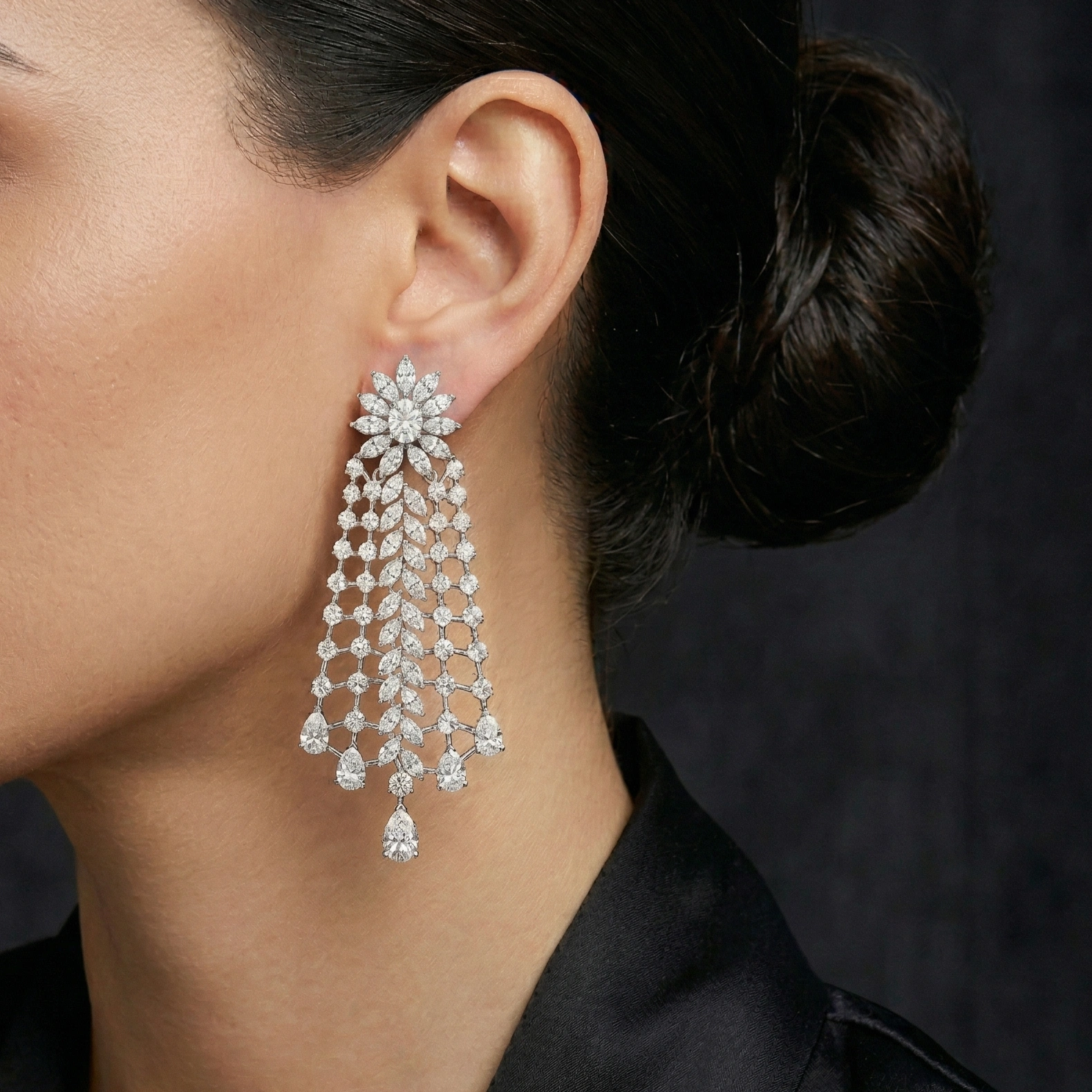 13 CT Diamond Cascade Chandelier Earrings | Platinum 950 view 5