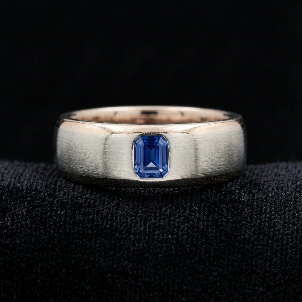 13 Gram Men's Two-Tone Luxury Band | 0.50 CT Emerald Cut IGI Certified Diamond | Platinum 950 & 14K Gold