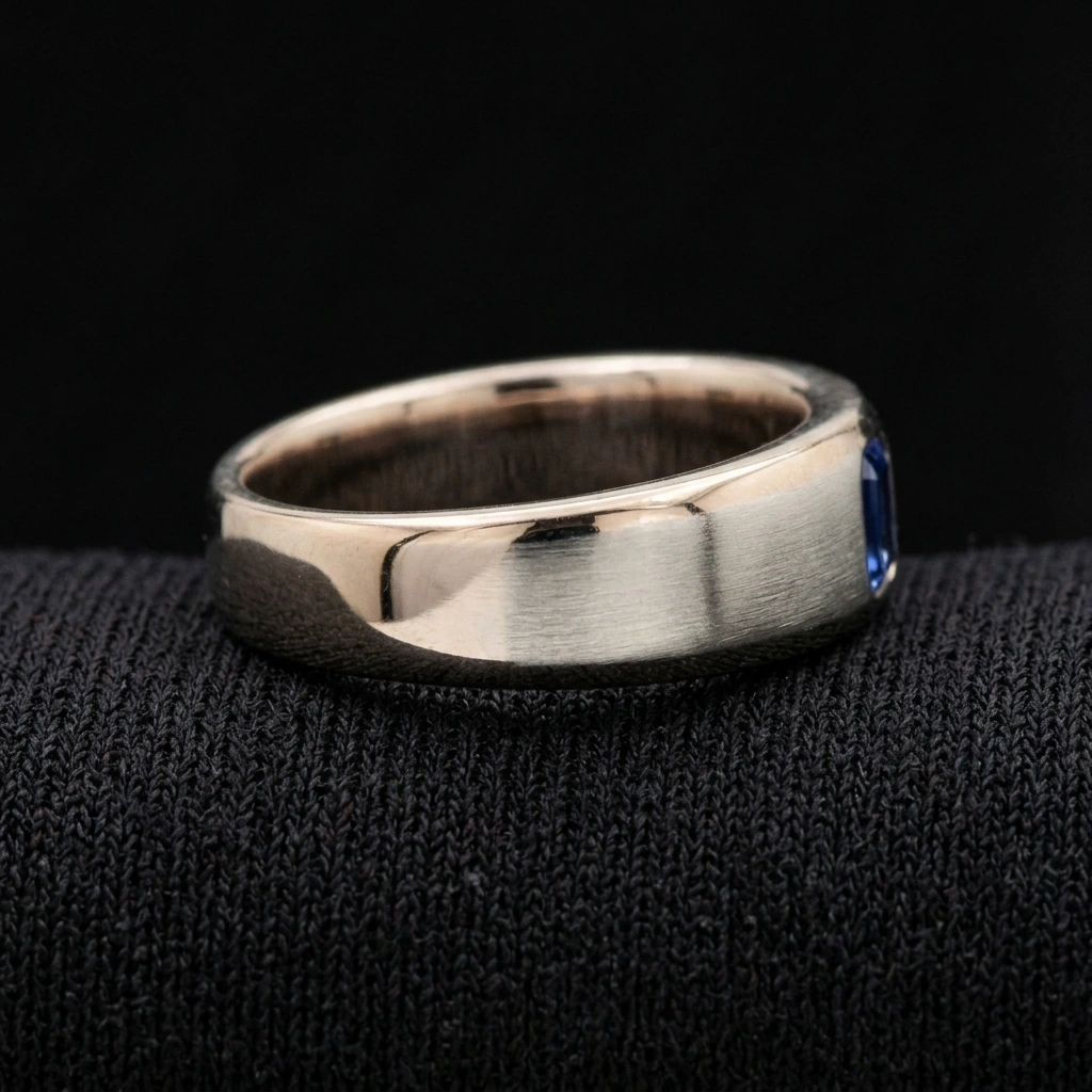 13 Gram Men's Two-Tone Luxury Band | 0.50 CT Emerald Cut IGI Certified Diamond | Platinum 950 & 14K Gold view 3