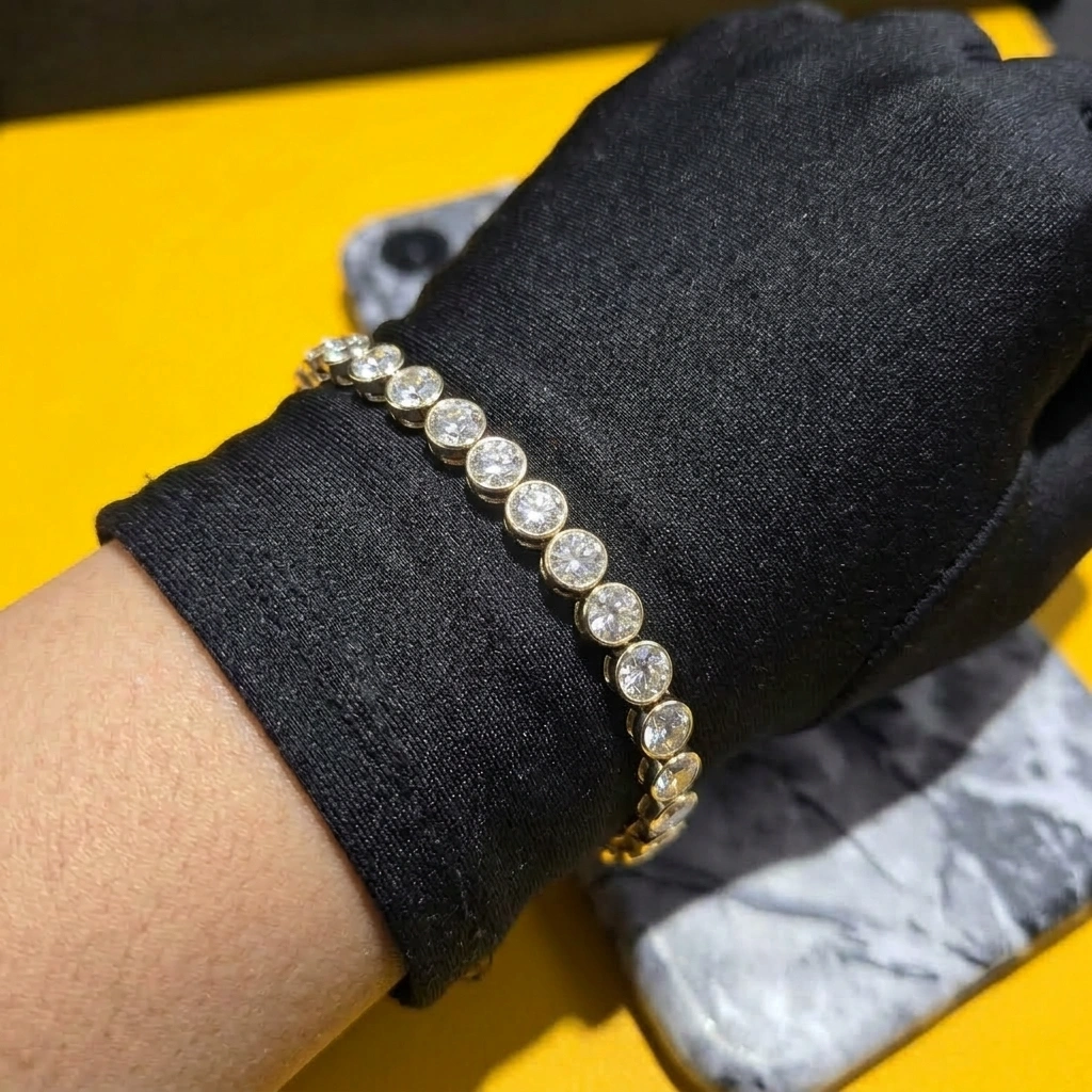 13.17 CT Round Diamond Tennis Bracelet | 14K Yellow Gold view 6