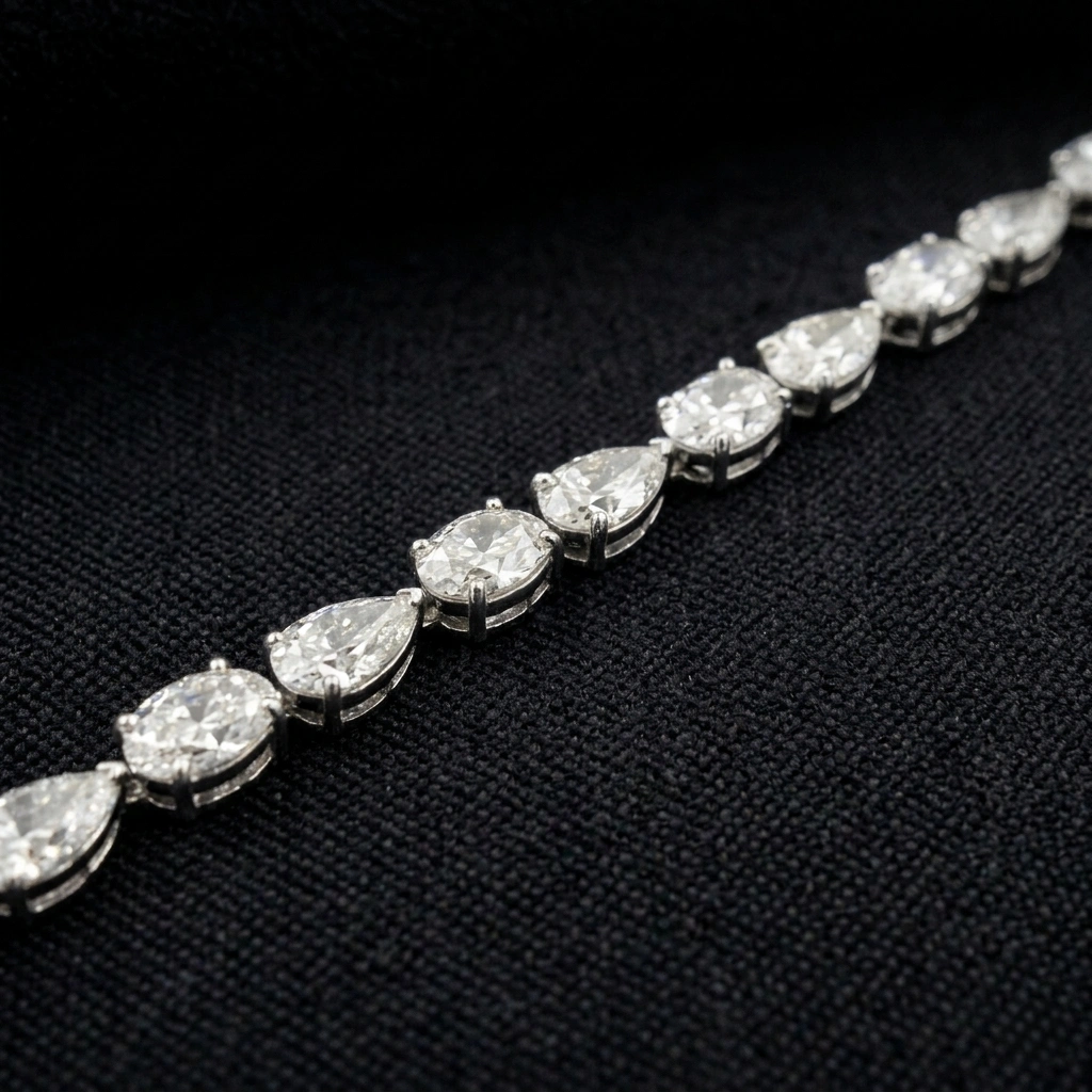 13.31 TCW Oval & Pear Diamond Tennis Bracelet in Platinum 950 | 7 Inch Luxury Band view 3