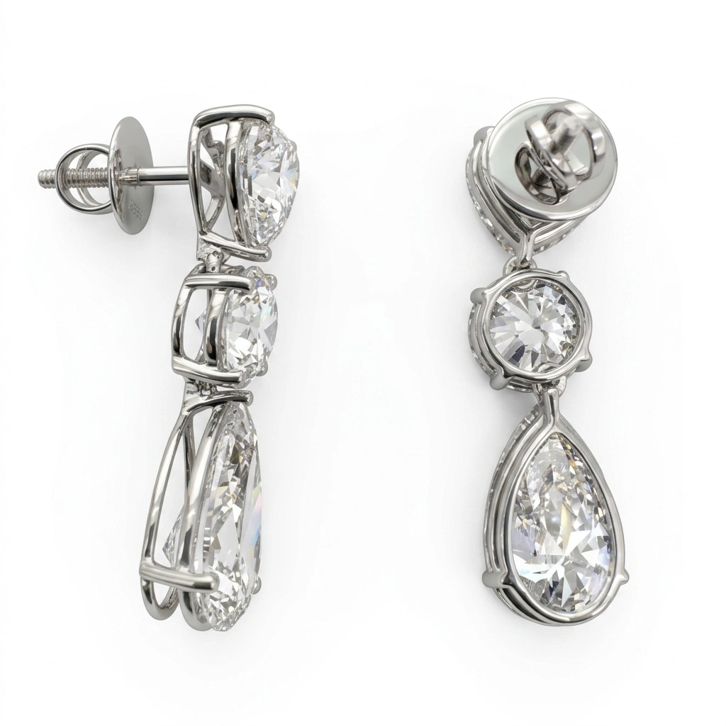 13.37 CT Pear, Round & Heart Diamond Earrings in PT950 Platinum view 5