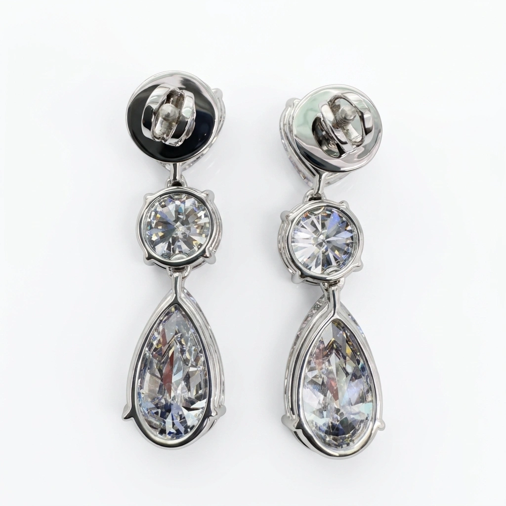 13.37 CT Pear, Round & Heart Diamond Earrings in PT950 Platinum view 6