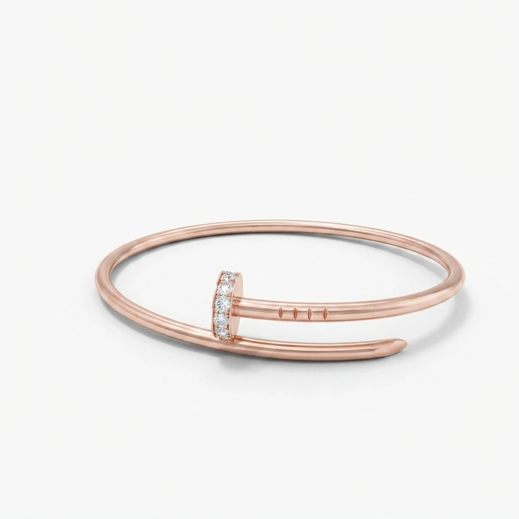 14K Rose Gold Round Brilliant Lab-Grown Diamond Bracelet for Women view 3