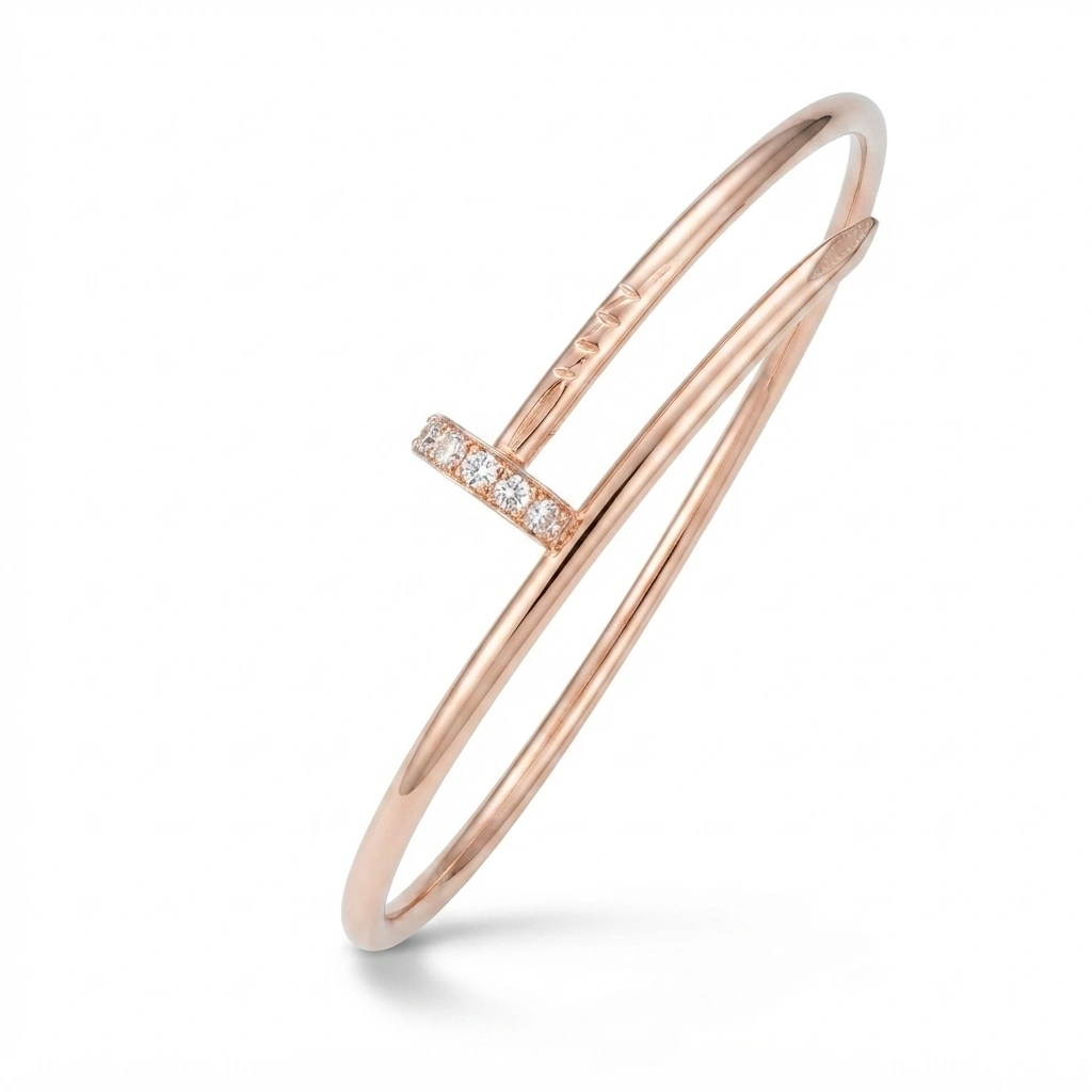 14K Rose Gold Round Brilliant Lab-Grown Diamond Bracelet for Women view 4