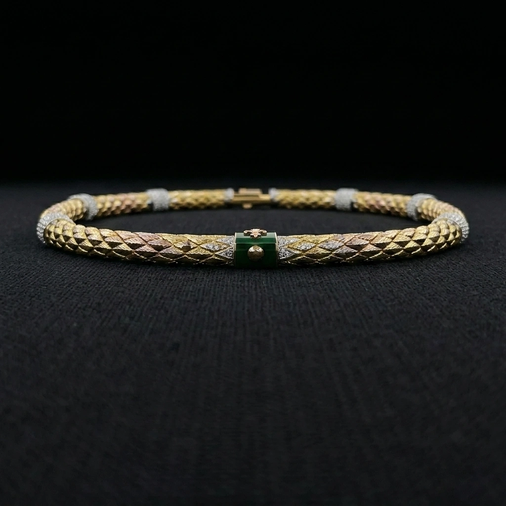14K Tri-Color Gold Diamond Necklace view 3