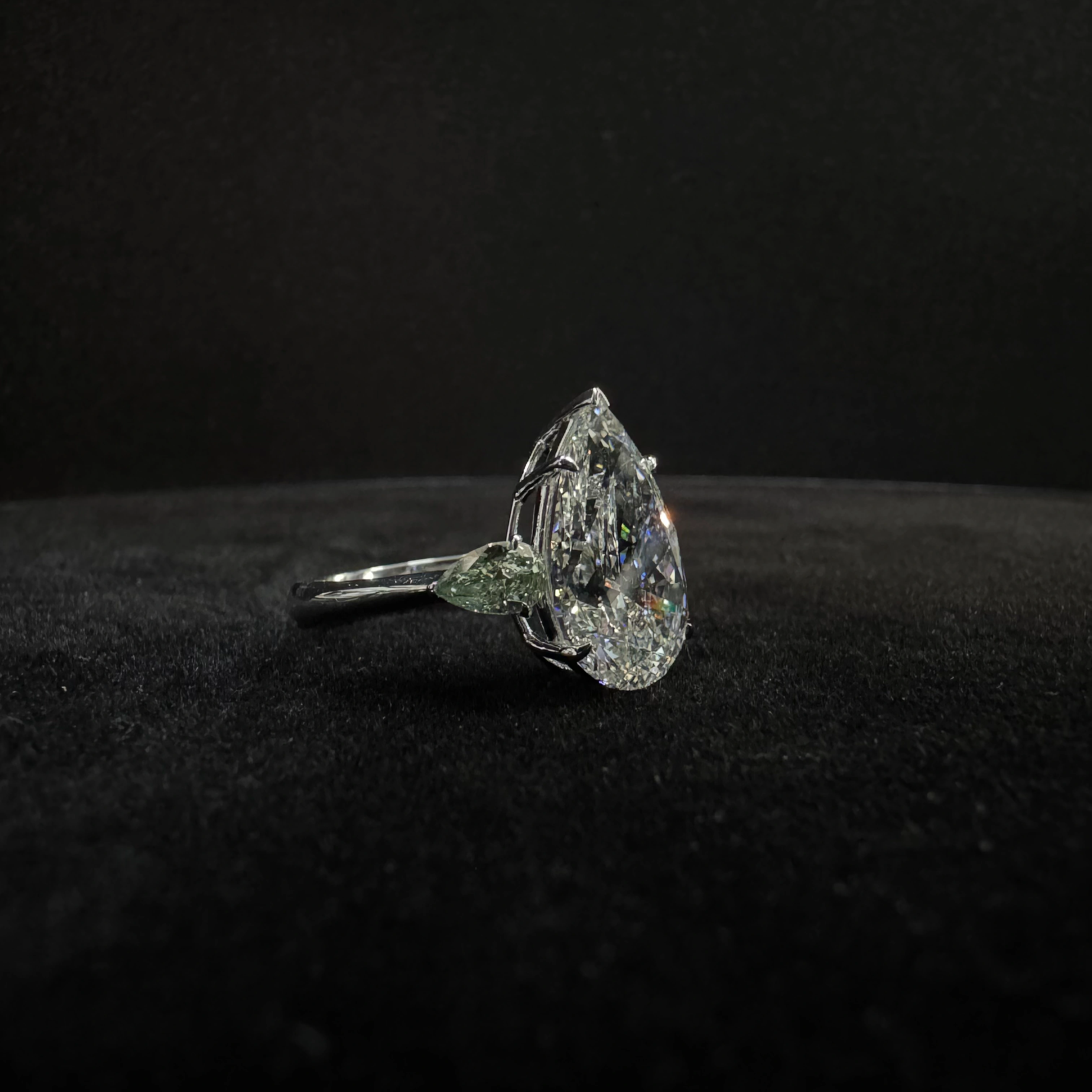 14K White Gold Pear Cut Diamond Engagement Ring 5.6 CT | 5 CT Pear Solitaire Ring view 4