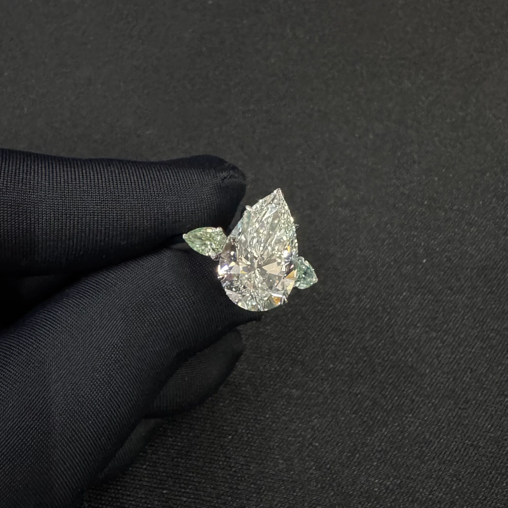 14K White Gold Pear Cut Diamond Engagement Ring 5.6 CT | 5 CT Pear Solitaire Ring view 5