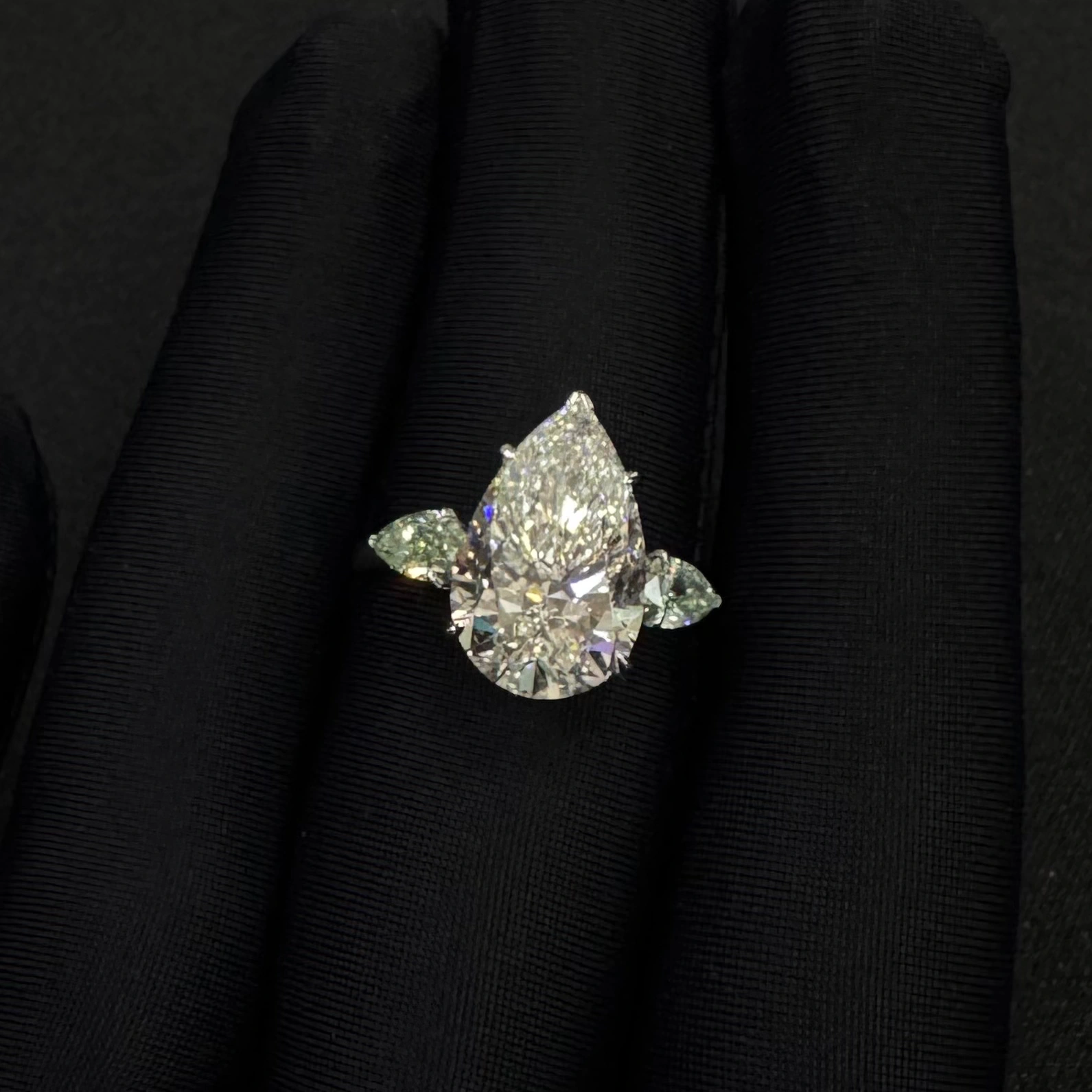 14K White Gold Pear Cut Diamond Engagement Ring 5.6 CT | 5 CT Pear Solitaire Ring view 6